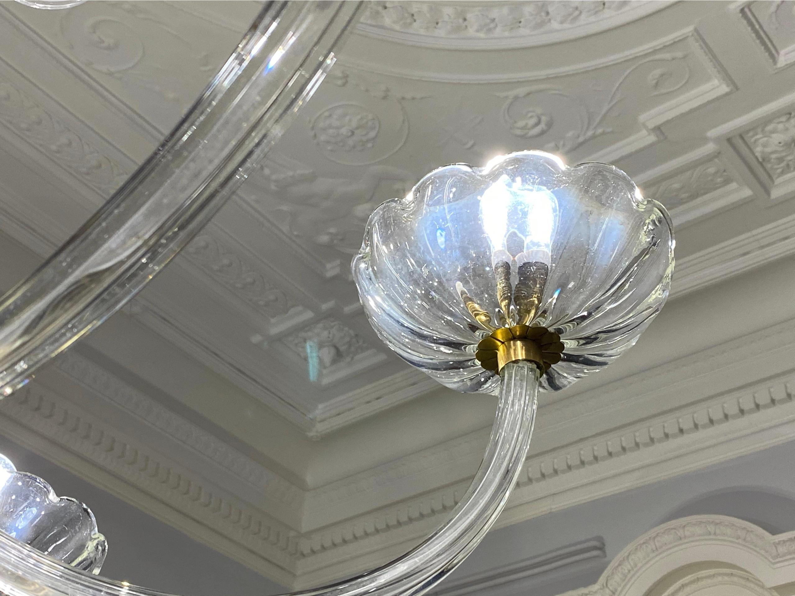 Art Deco Chandelier by Ercole Barovier, Murano, 1940s For Sale 10