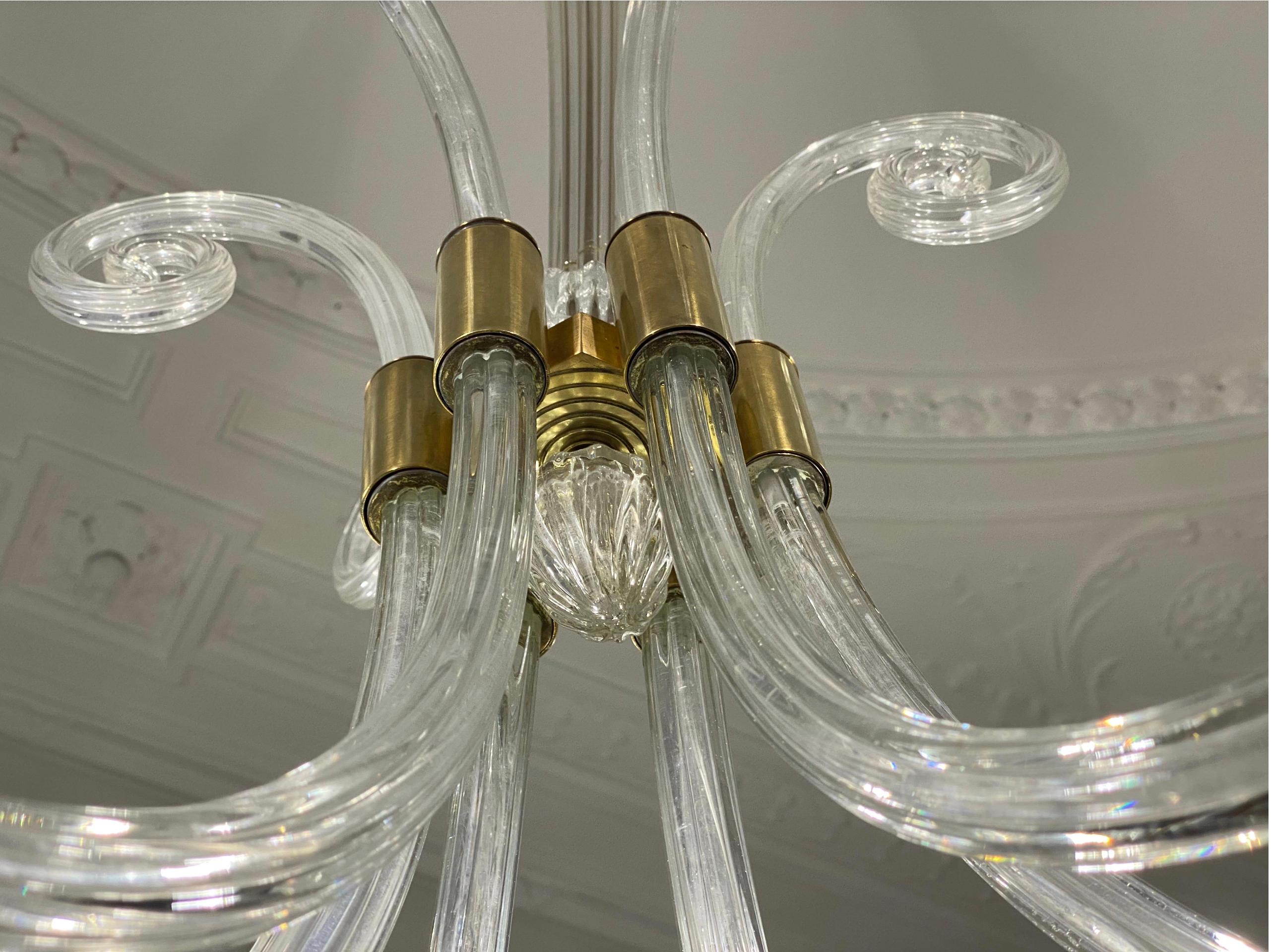 Art Deco Chandelier by Ercole Barovier, Murano, 1940s For Sale 11