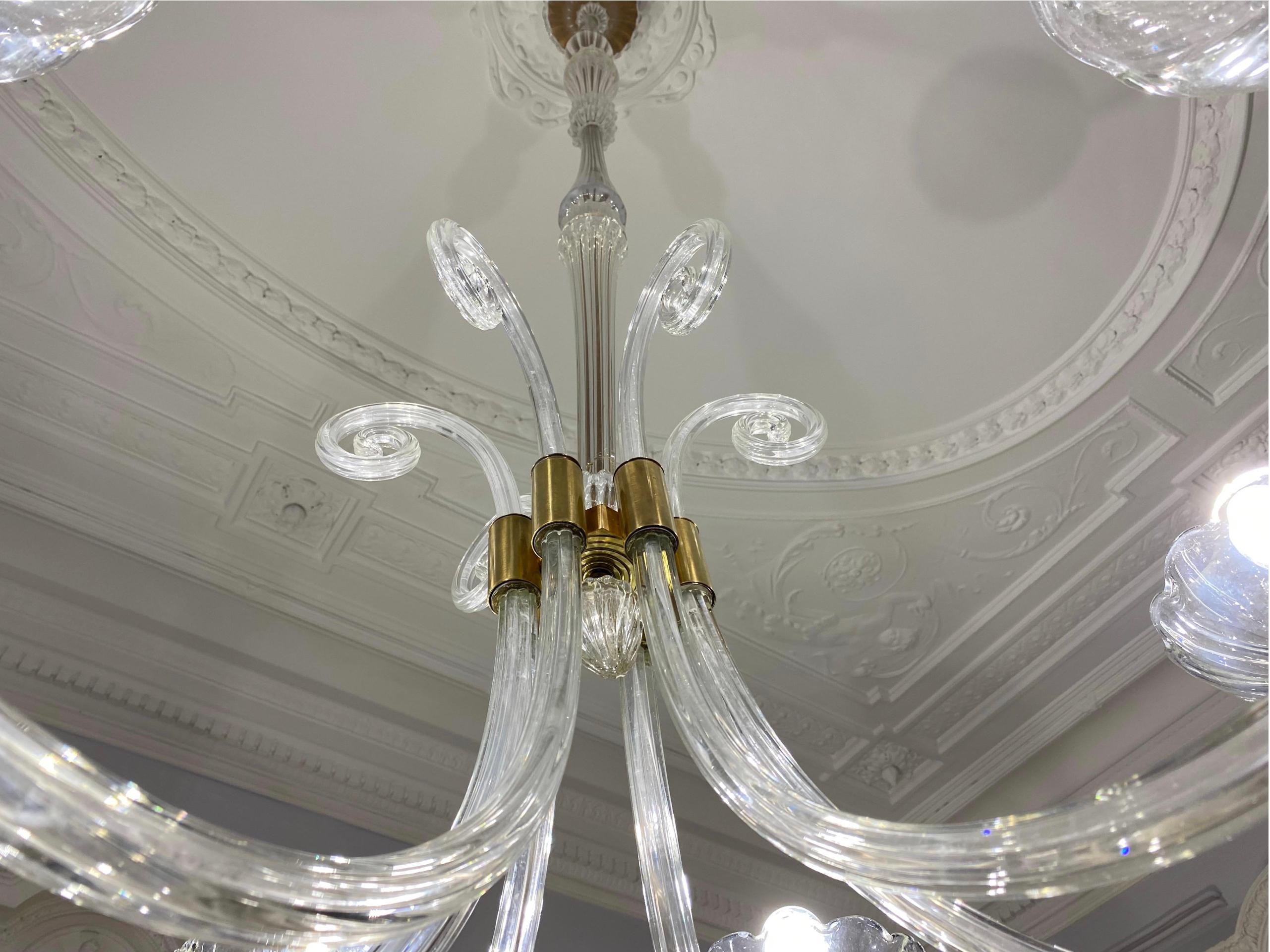 Art Deco Chandelier by Ercole Barovier, Murano, 1940s For Sale 12