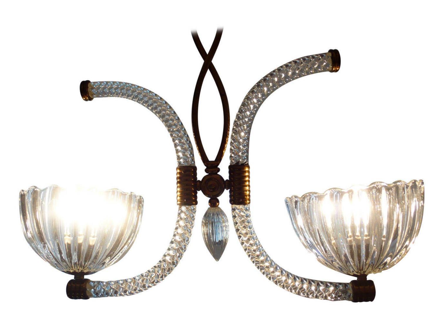 Art Deco Chandelier by Ercole Barovier, Murano, 1940s In Good Condition In Budapest, HU