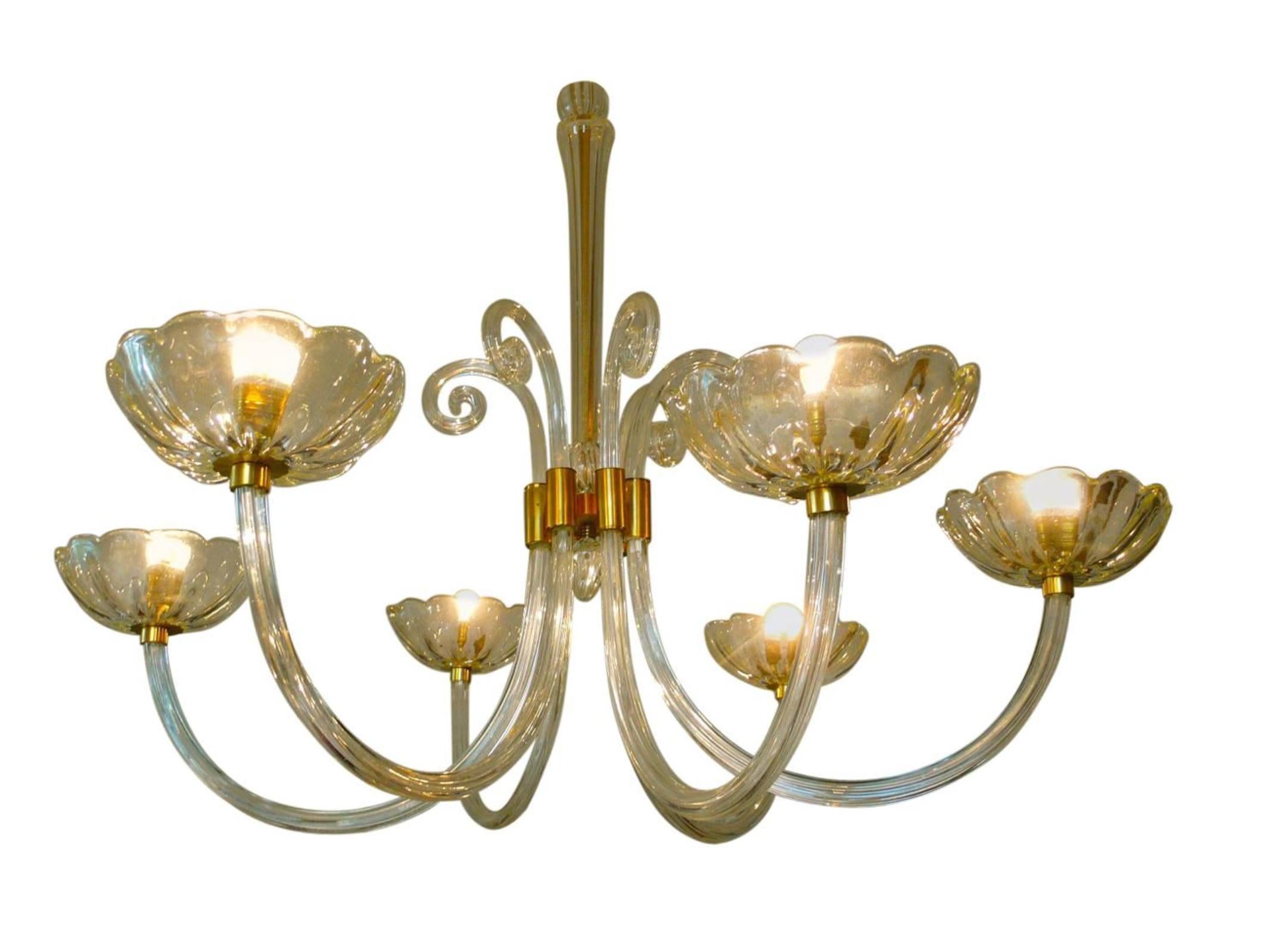 Art Deco Chandelier by Ercole Barovier, Murano, 1940s For Sale 14