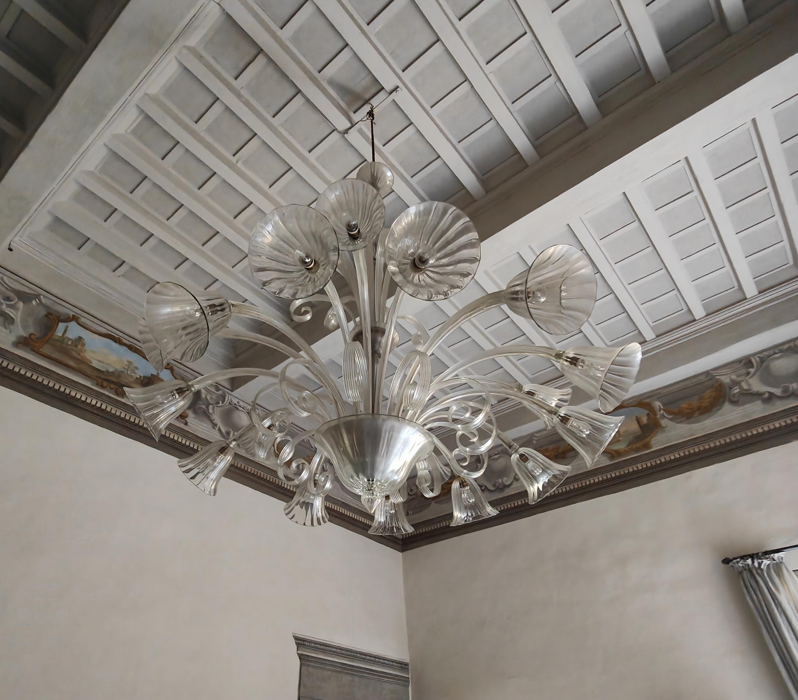 Art Deco Chandelier by Ercole Barovier, Murano, 1940s In Good Condition For Sale In Budapest, HU