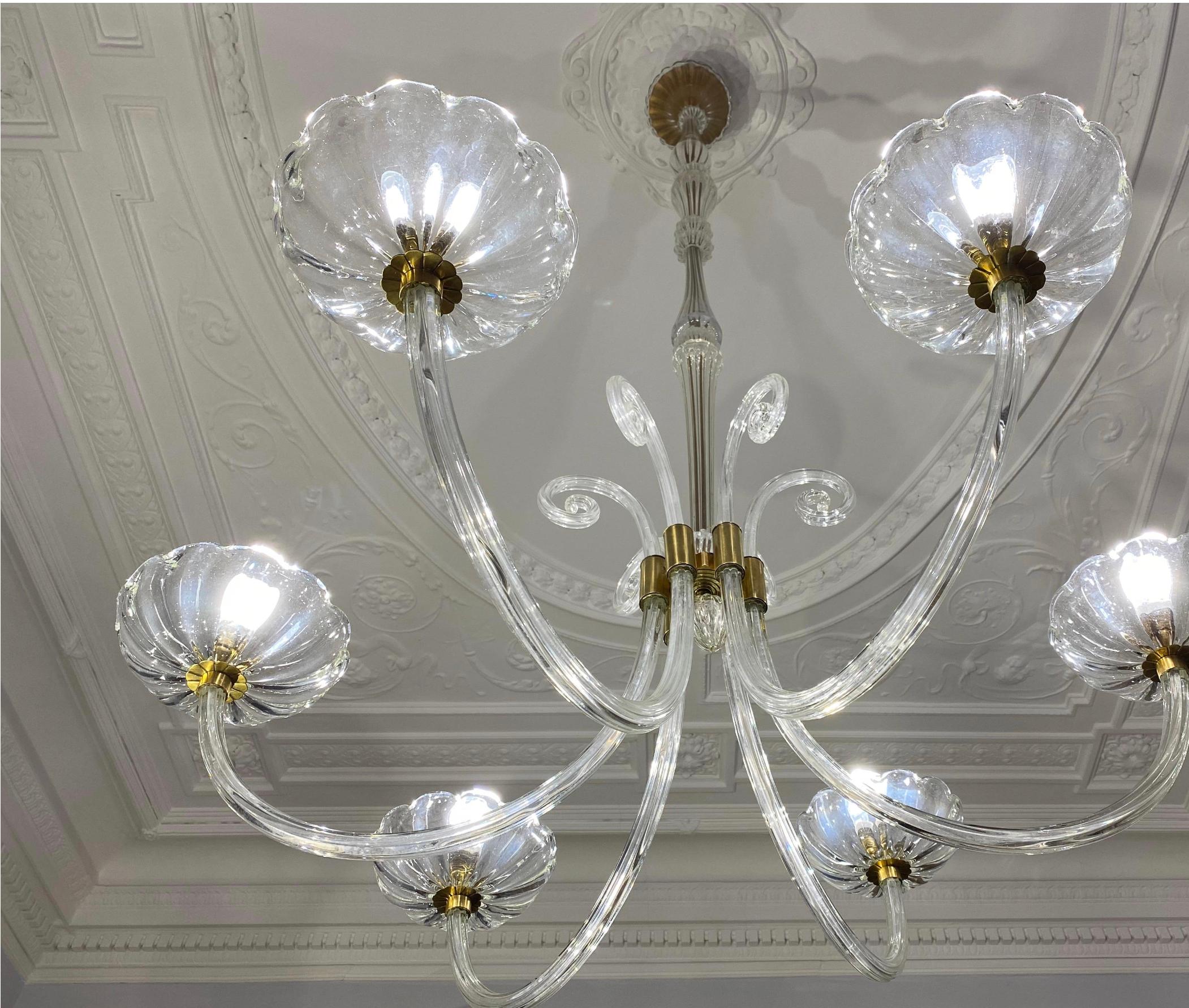 Art Deco Chandelier by Ercole Barovier, Murano, 1940s In Excellent Condition For Sale In Budapest, HU