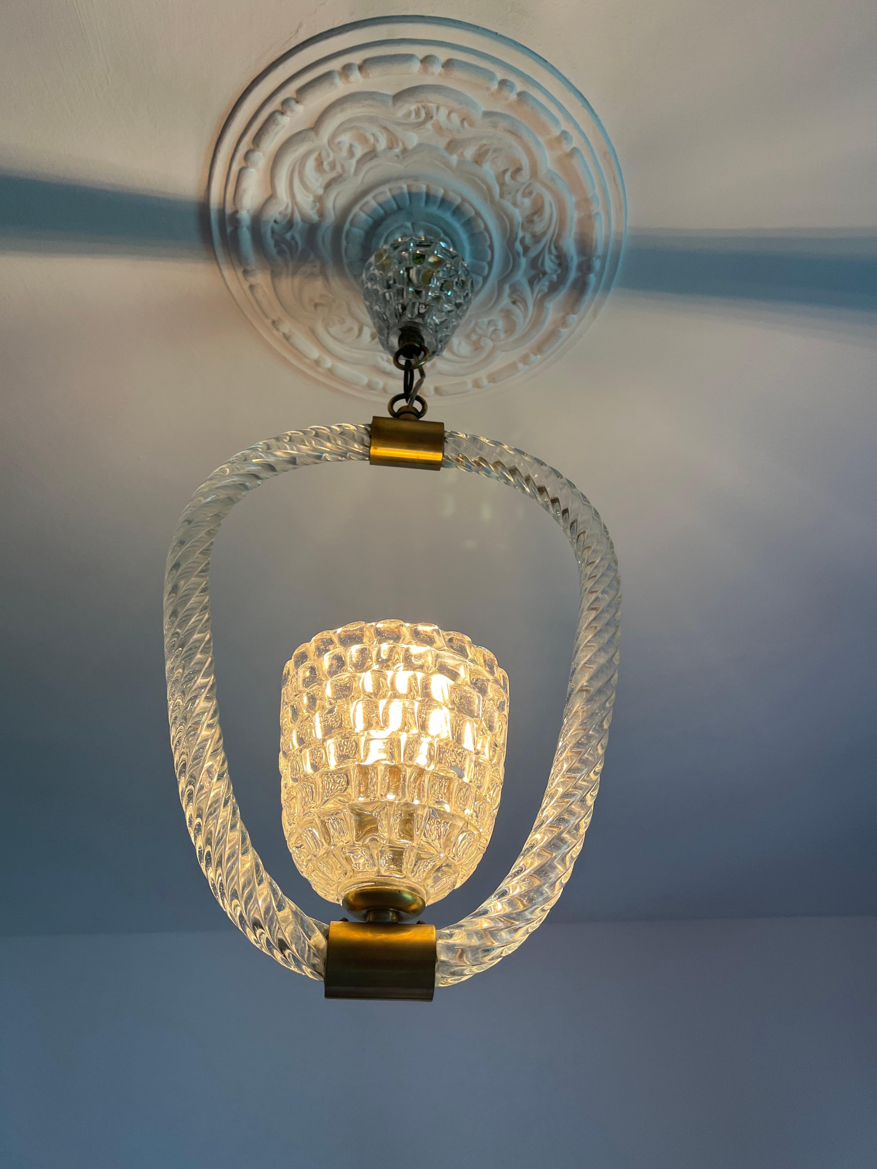 20th Century Art Deco Chandelier by Ercole Barovier, Murano, 1940s For Sale