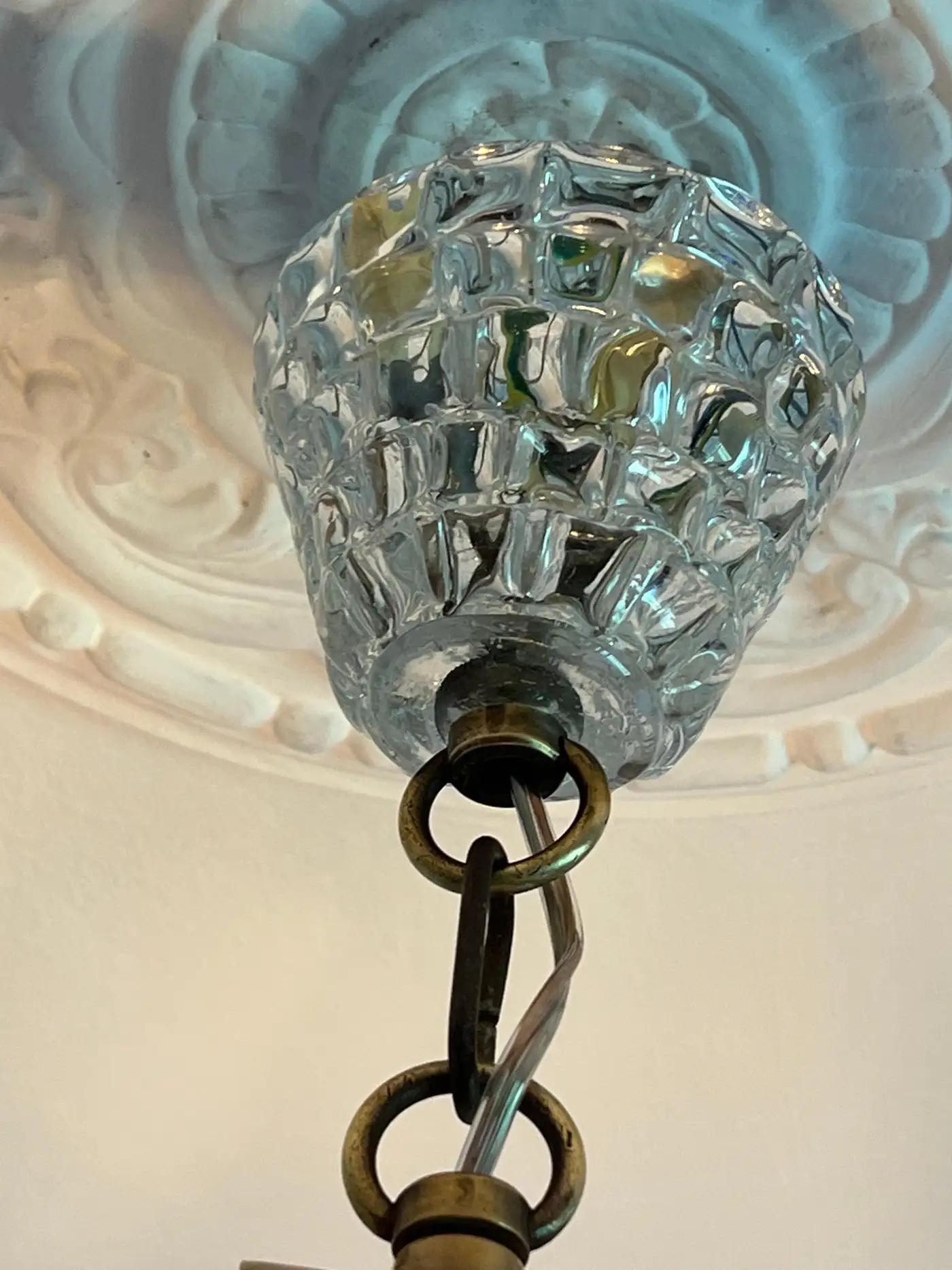 Laiton Lustre Art Déco d'Ercole Barovier, Murano, années 1940 en vente
