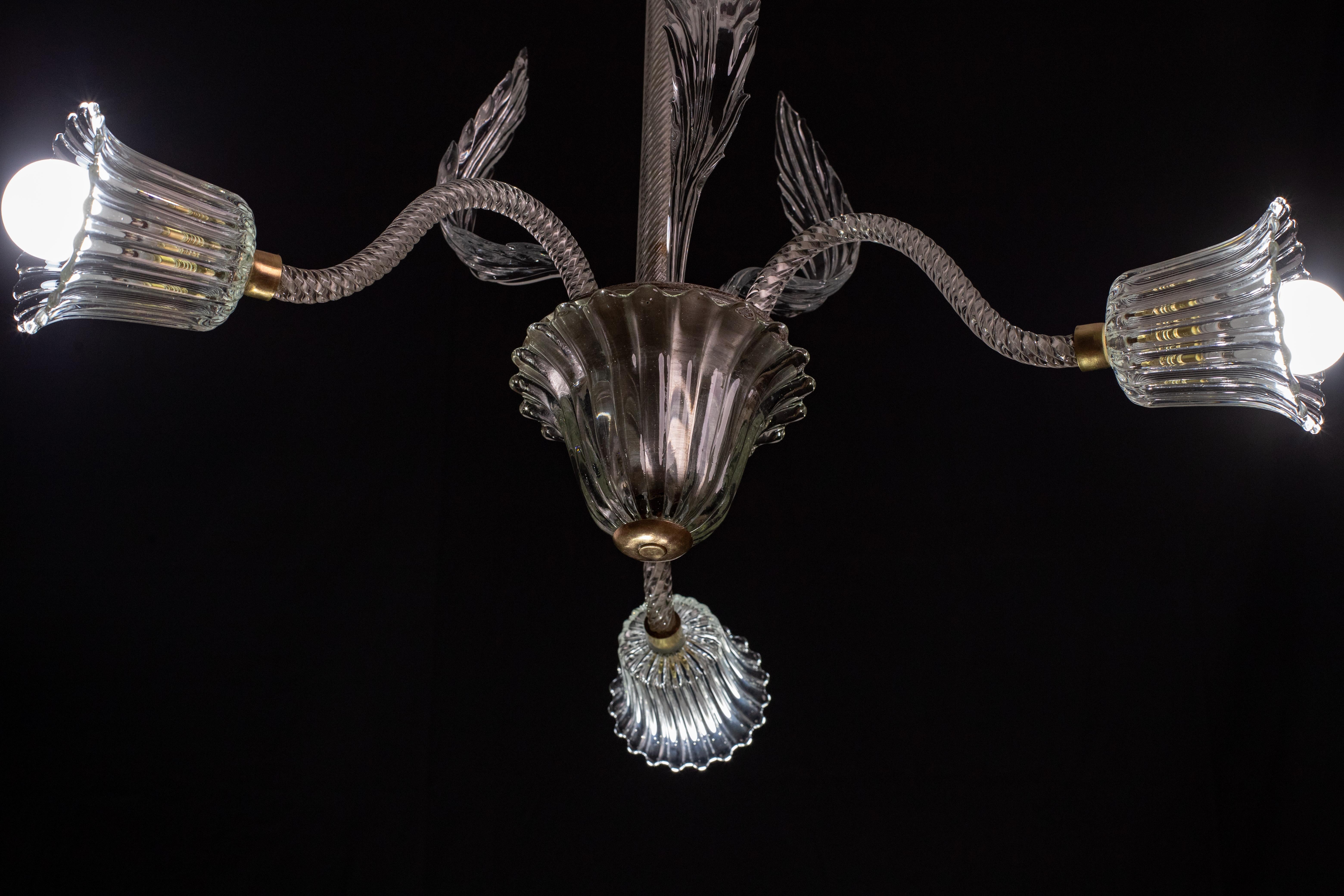 Art Deco Chandelier by Ercole Barovier Murano 1940s For Sale 4