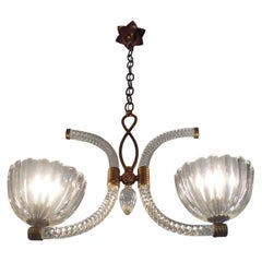 Art Deco Chandelier by Ercole Barovier, Murano, 1940s