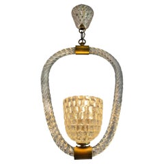 Lustre Art Déco d'Ercole Barovier, Murano, années 1940