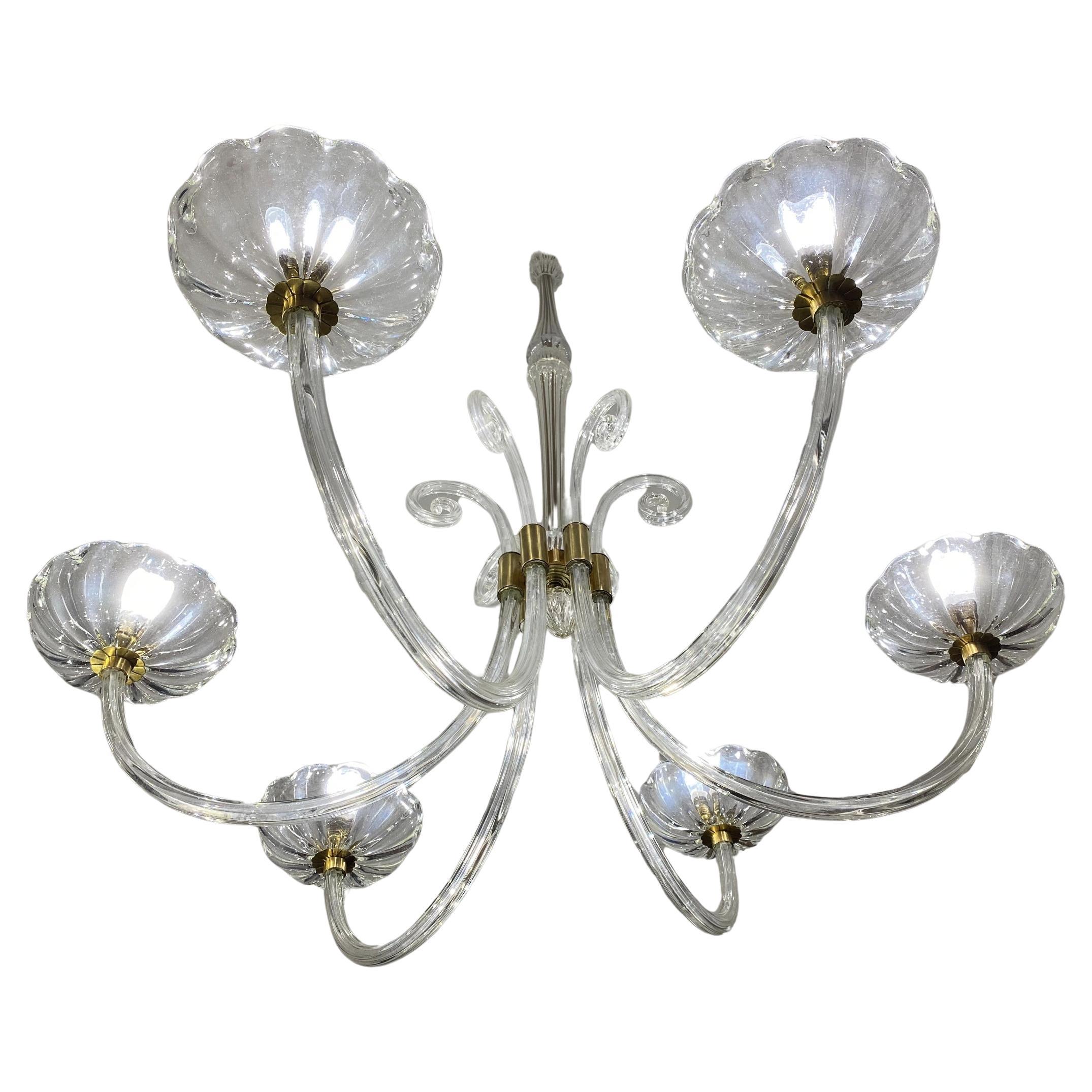 Art Deco Chandelier by Ercole Barovier, Murano, 1940s For Sale