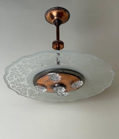 Art Deco Chandelier by Ezan, Antique Lighting, 50cm Diameter, 1930