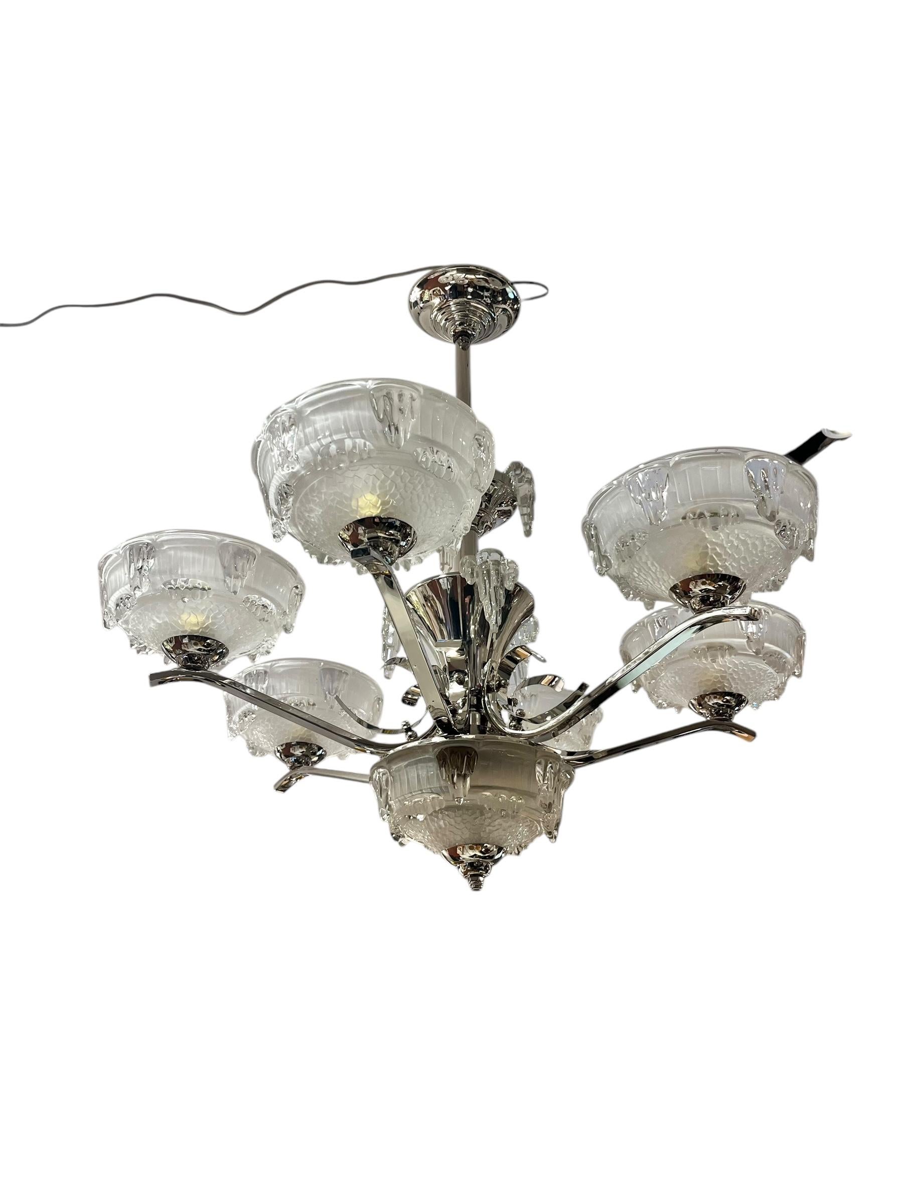 Art Deco Chandelier By Ezan In Excellent Condition In Brussels, BE
