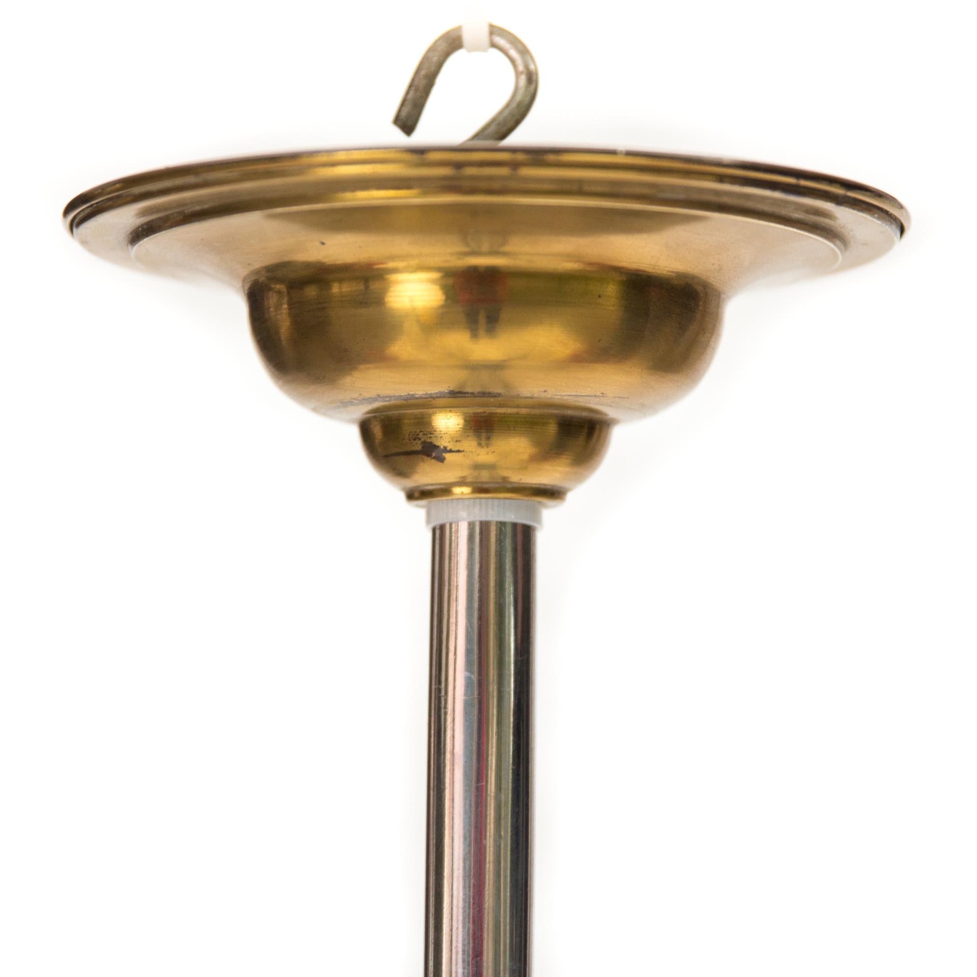 Art Deco Chandelier by Ezan, Silvered Brass For Sale 5