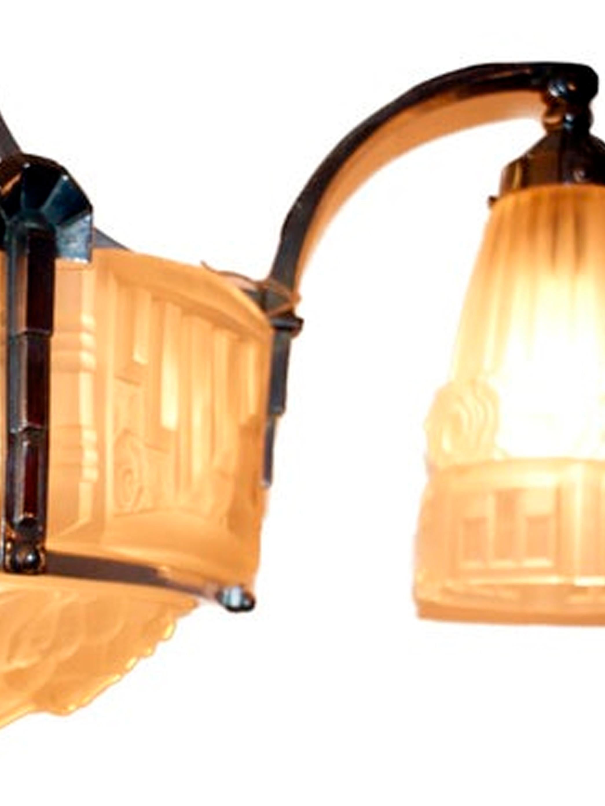 Glass Art Déco Chandelier by Marius-Ernest Sabino For Sale