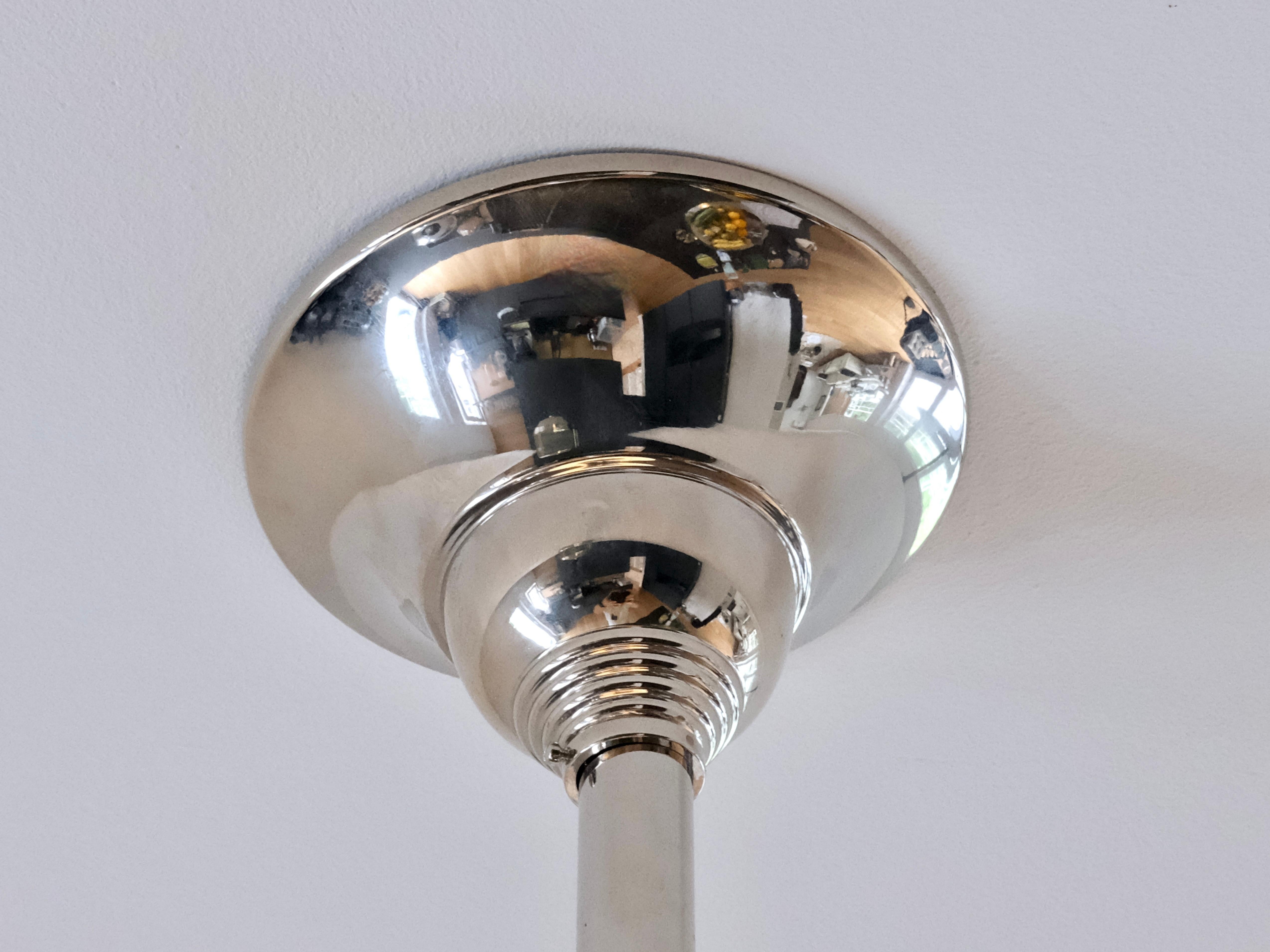Polychromed Art Deco Chandelier by Marius-Ernest Sabino, France 1930s, glass ball with chain For Sale