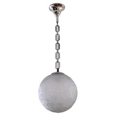 Art Deco Chandelier by Marius-Ernest Sabino, France 1930s, glass ball with chain