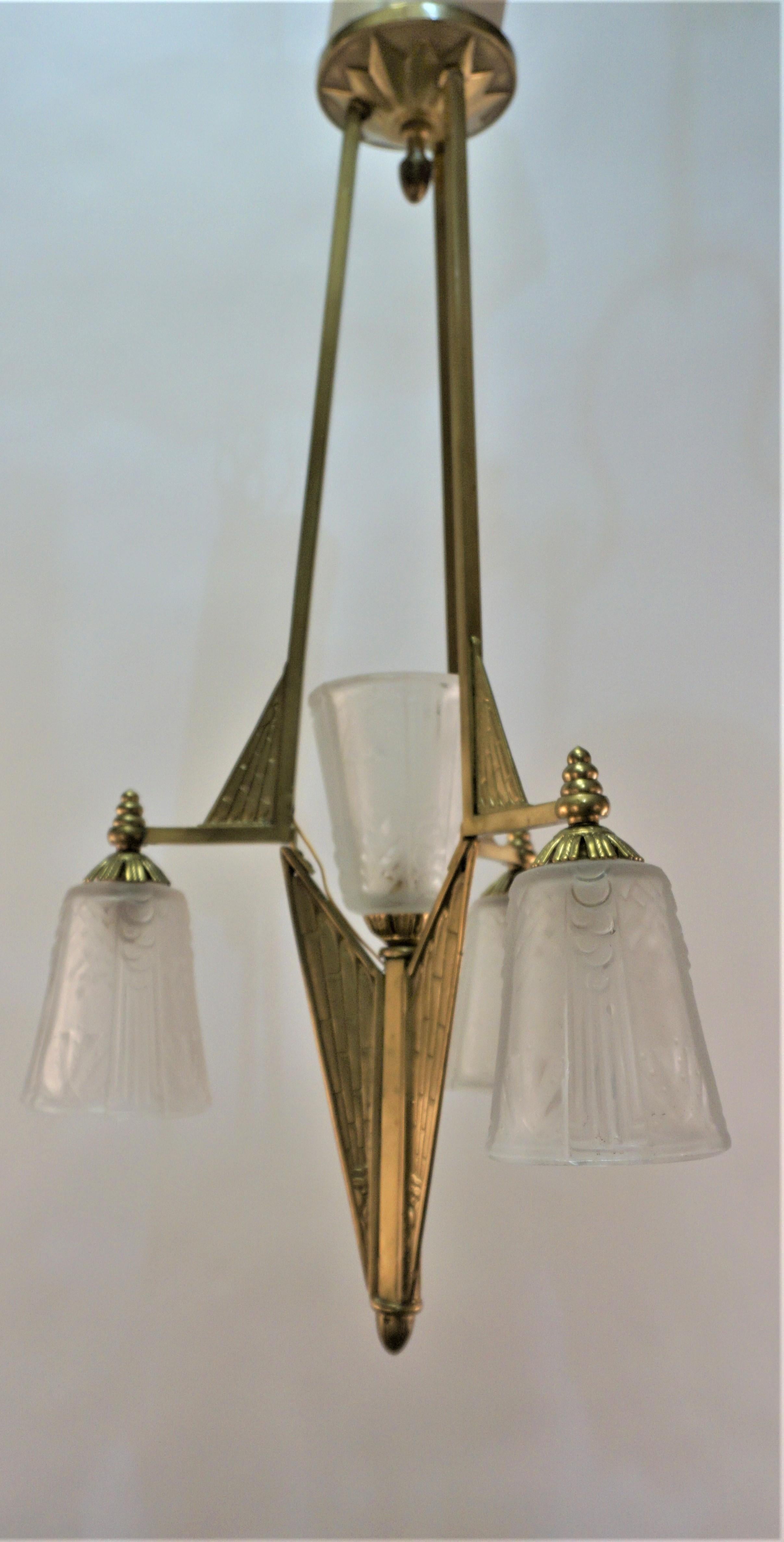 Art Deco Chandelier by Muller Freres 1
