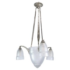 Antique Art Deco Chandelier by Muller Frerés Luneville, 1930s