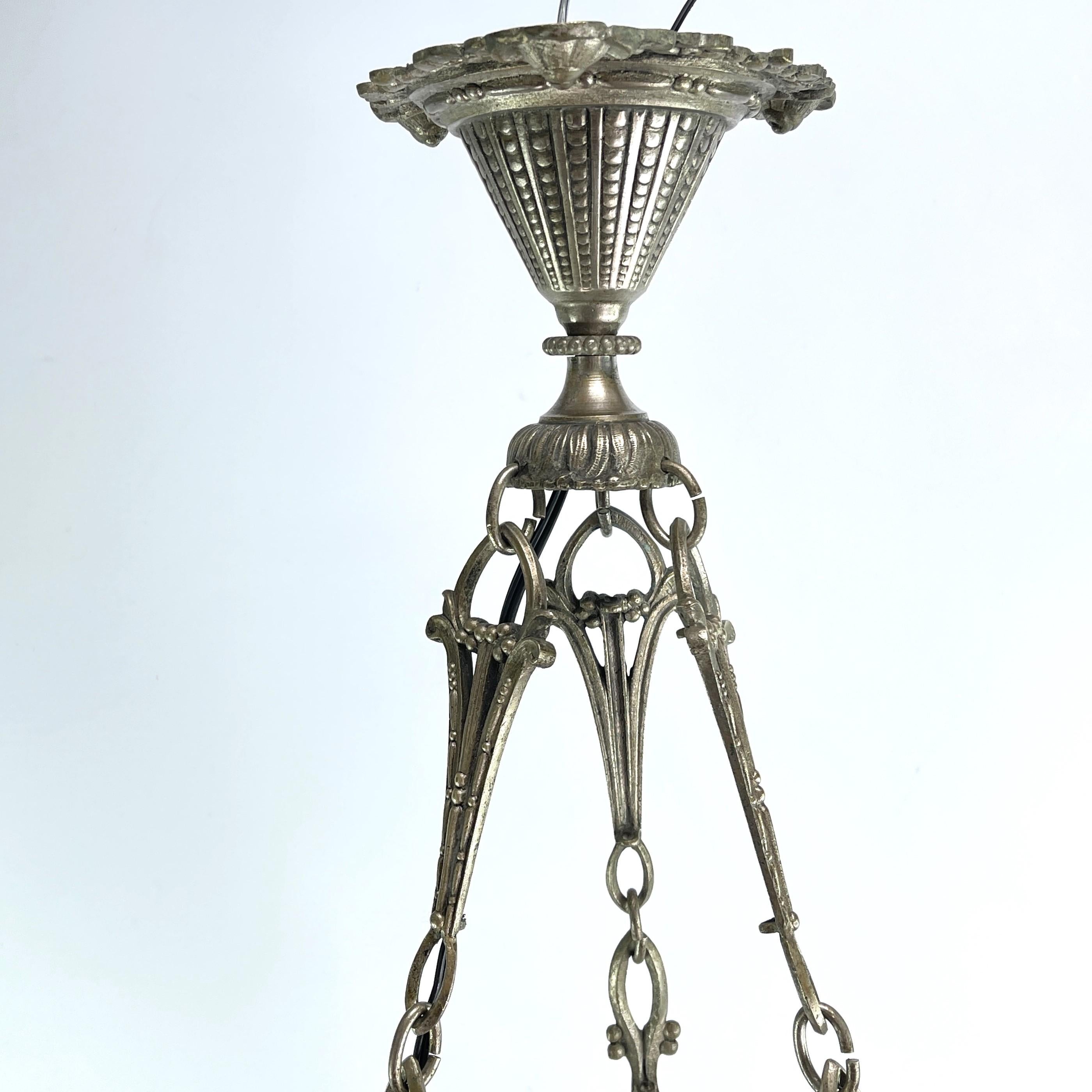 Art Deco Chandelier by Muller Freres Luneville & Atelier Petitot , 1930s For Sale 2