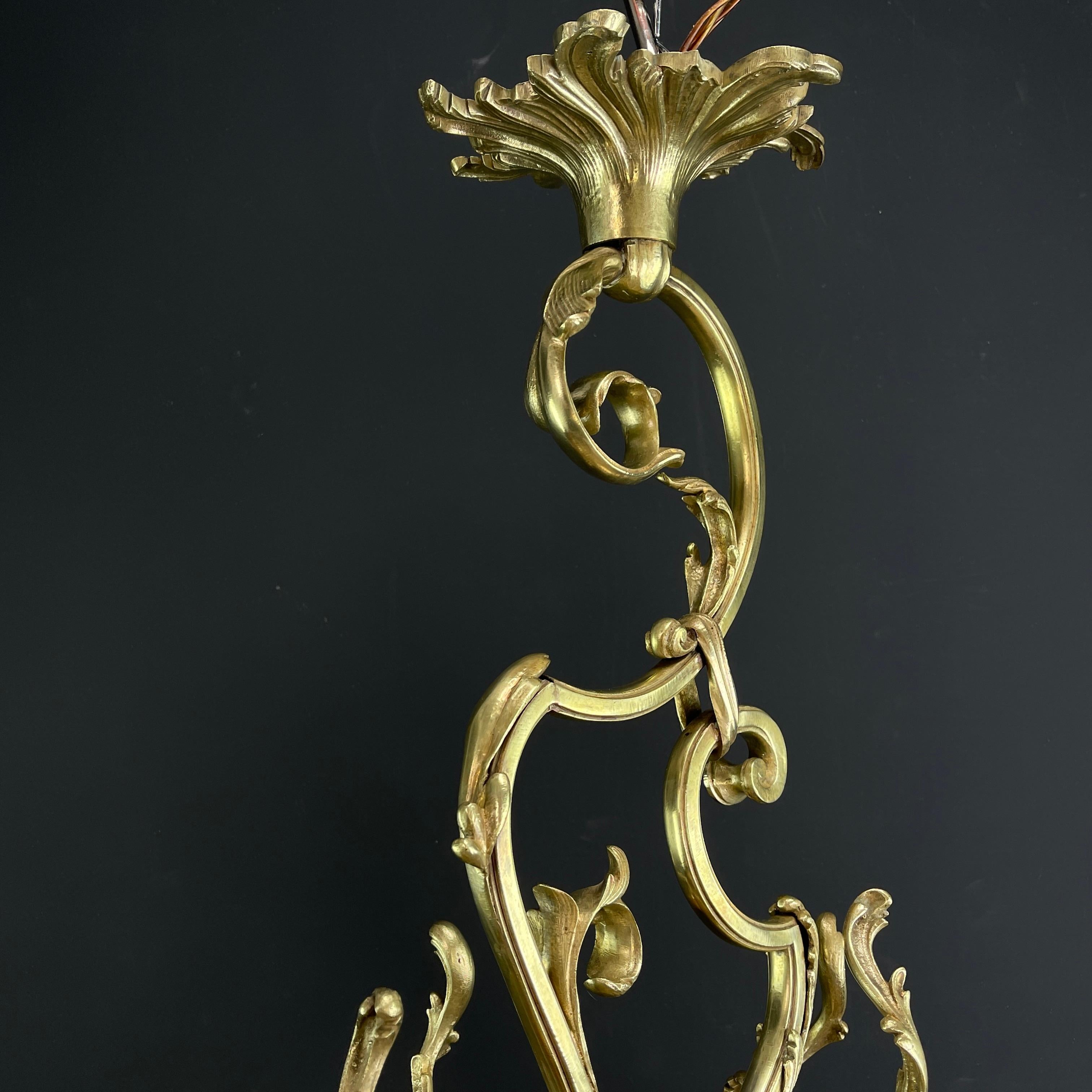 Lustre Art déco Muller Freres Luneville Pate de Verre en bronze, années 1920 en vente 4