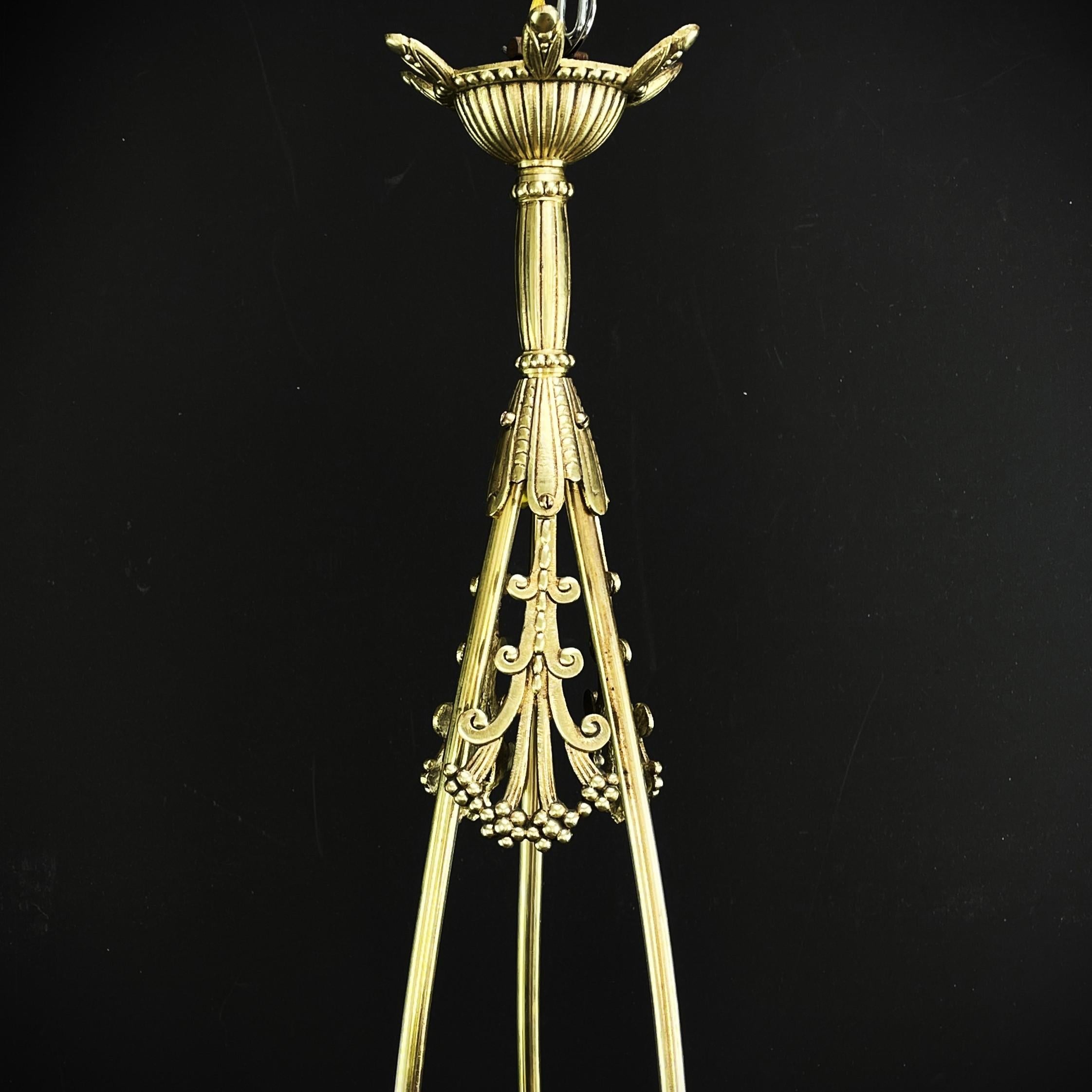 Lampadario Art Déco di Muller Freres Luneville Pate de Verre in bronzo, anni '20 in vendita 1