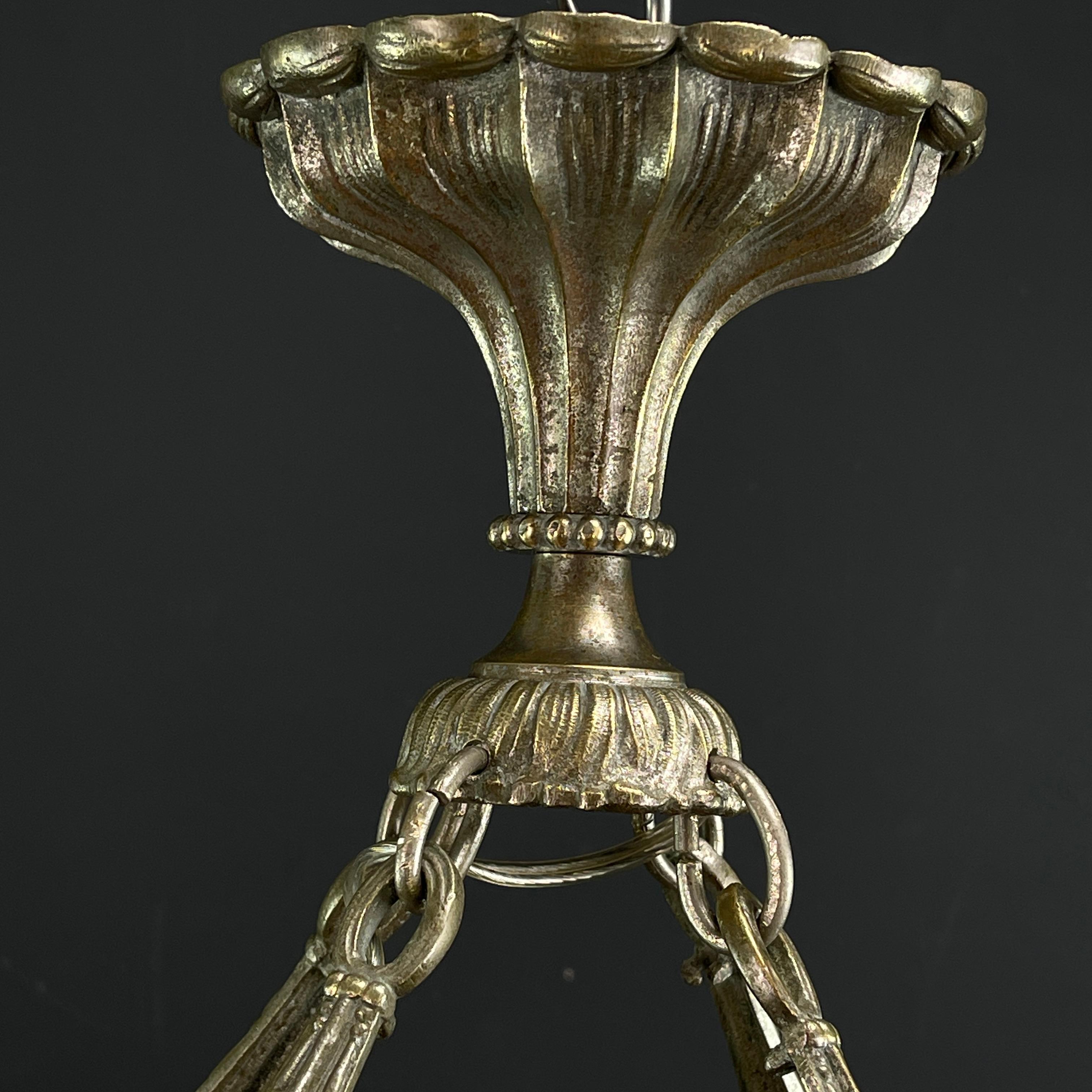 Lampadario Art Déco di Muller Freres Luneville Pate de Verre in bronzo, anni '20 in vendita 2