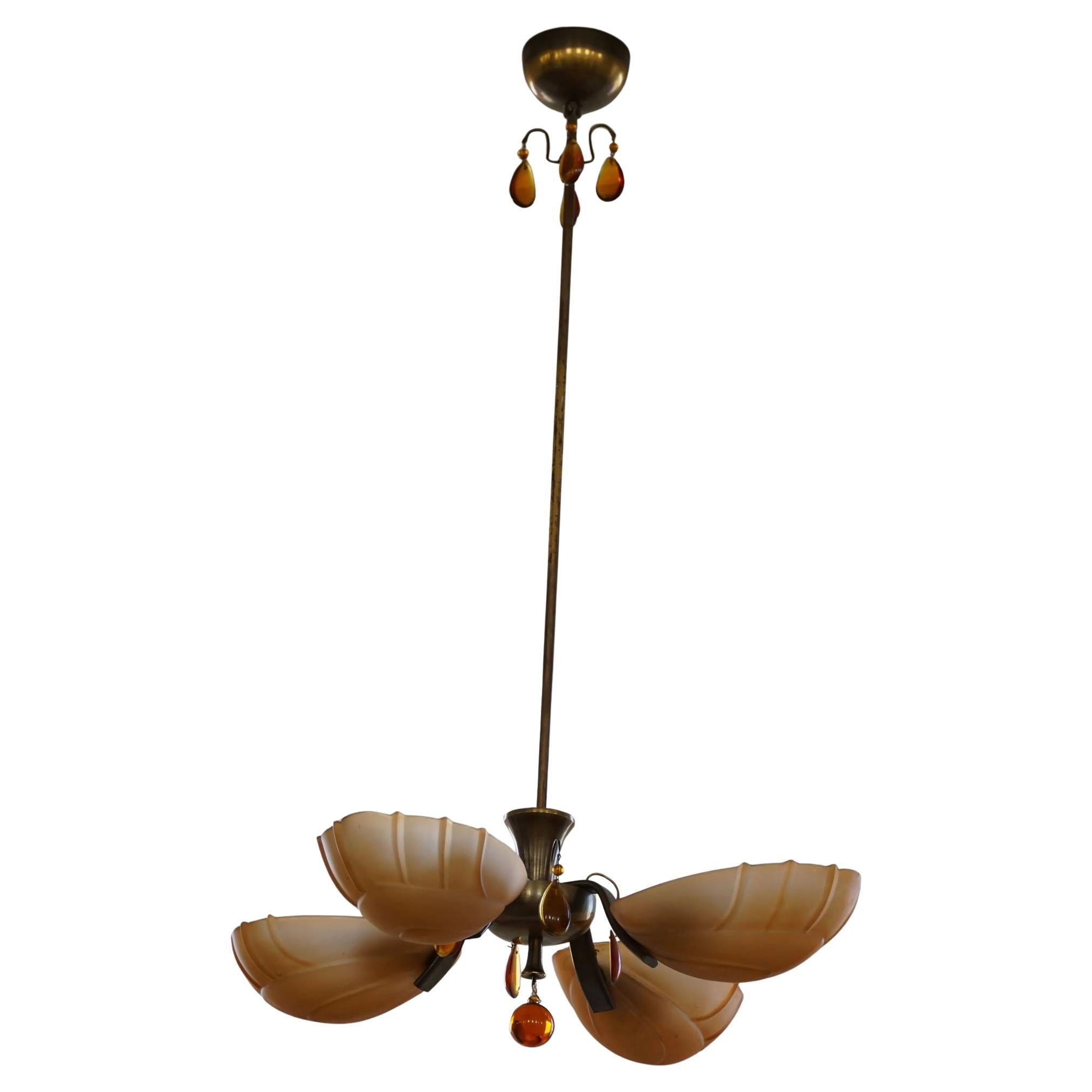 Art Deco Chandelier by Paavo Tynell for Taito Oy, Finland, 1930's