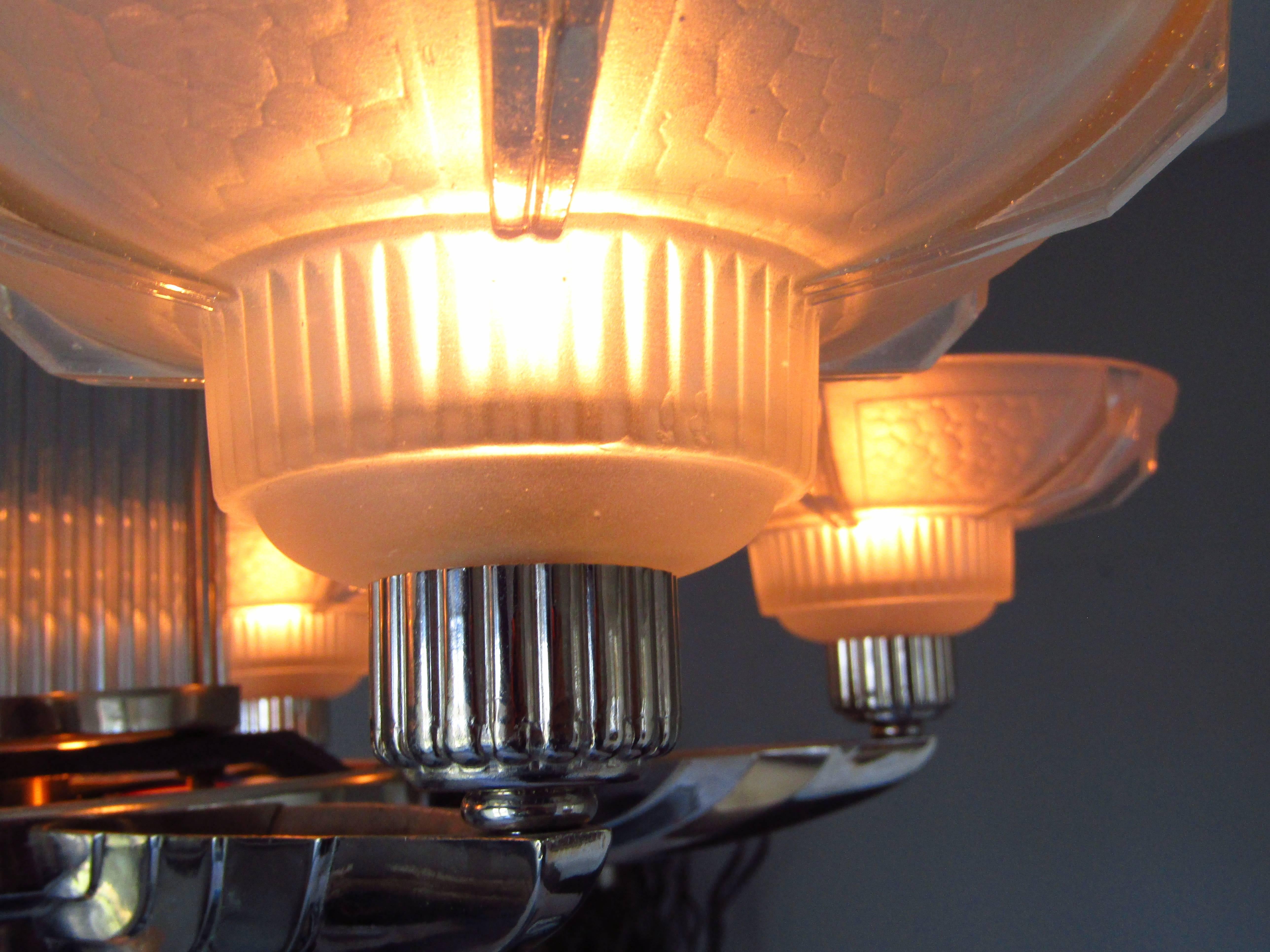 Art Deco Chandelier by Petitot, France, 1935, Signed 1