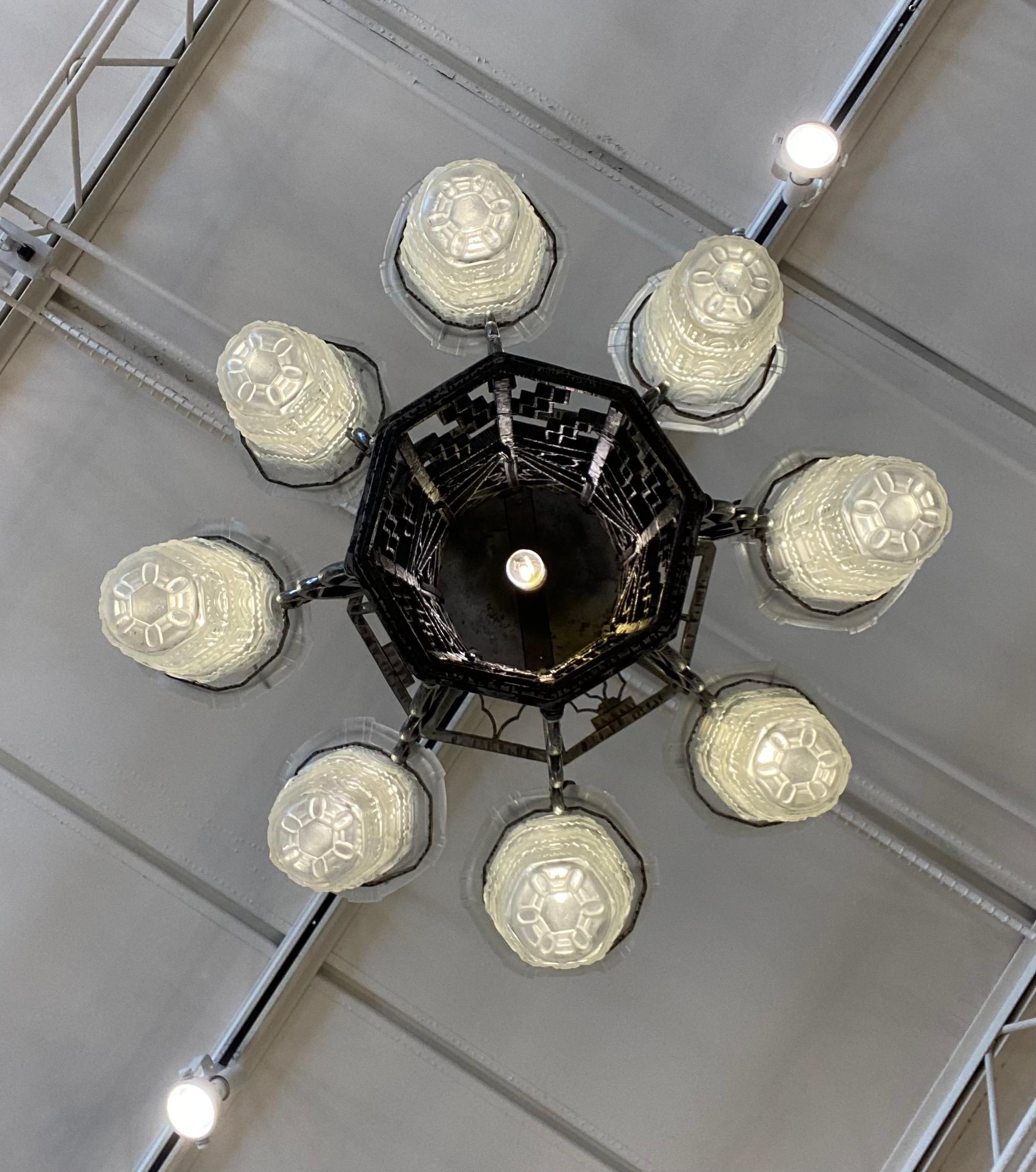 French Art Deco Chandelier by Ernest-Marius Sabino For Sale