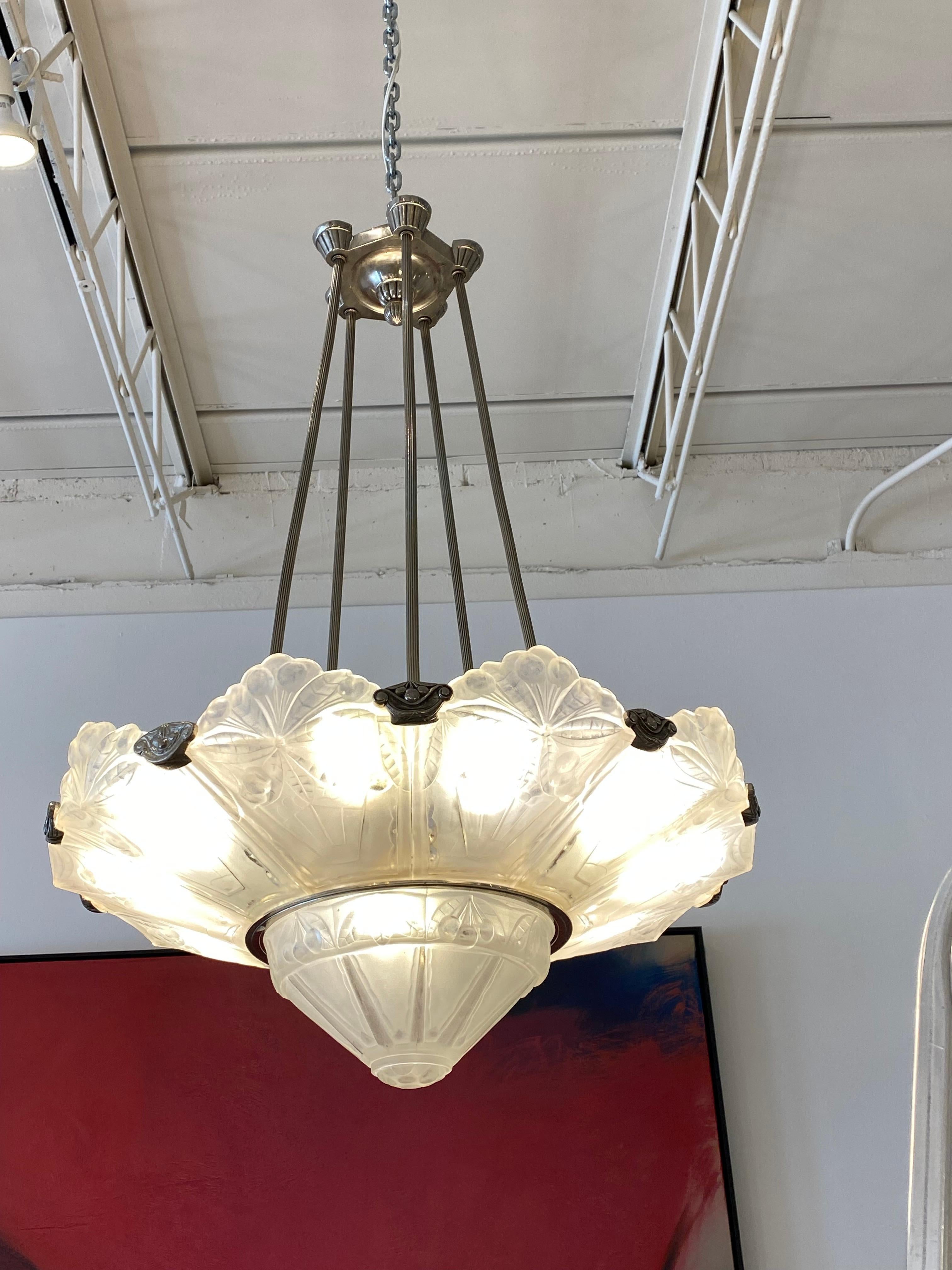 French Art Deco Chandelier by Sabino Paris For Sale