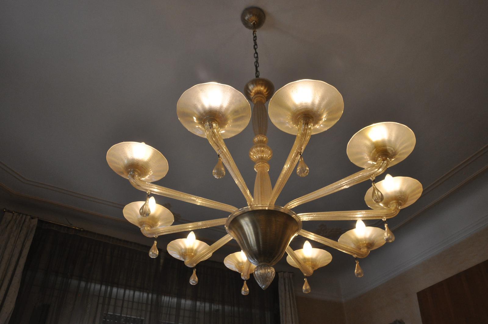 Art Deco Chandelier by Seguso, Murano 4