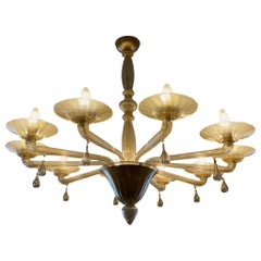 Art Deco Chandelier by Seguso, Murano