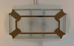 Art Deco Chandelier by Sofar, Nickel Finish, Glass & Brass, France