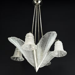 ART DECO Chandelier ceiling lamp nickel-plated, 1930s