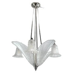 ART DECO Chandelier ceiling lamp nickel-plated, 1930s