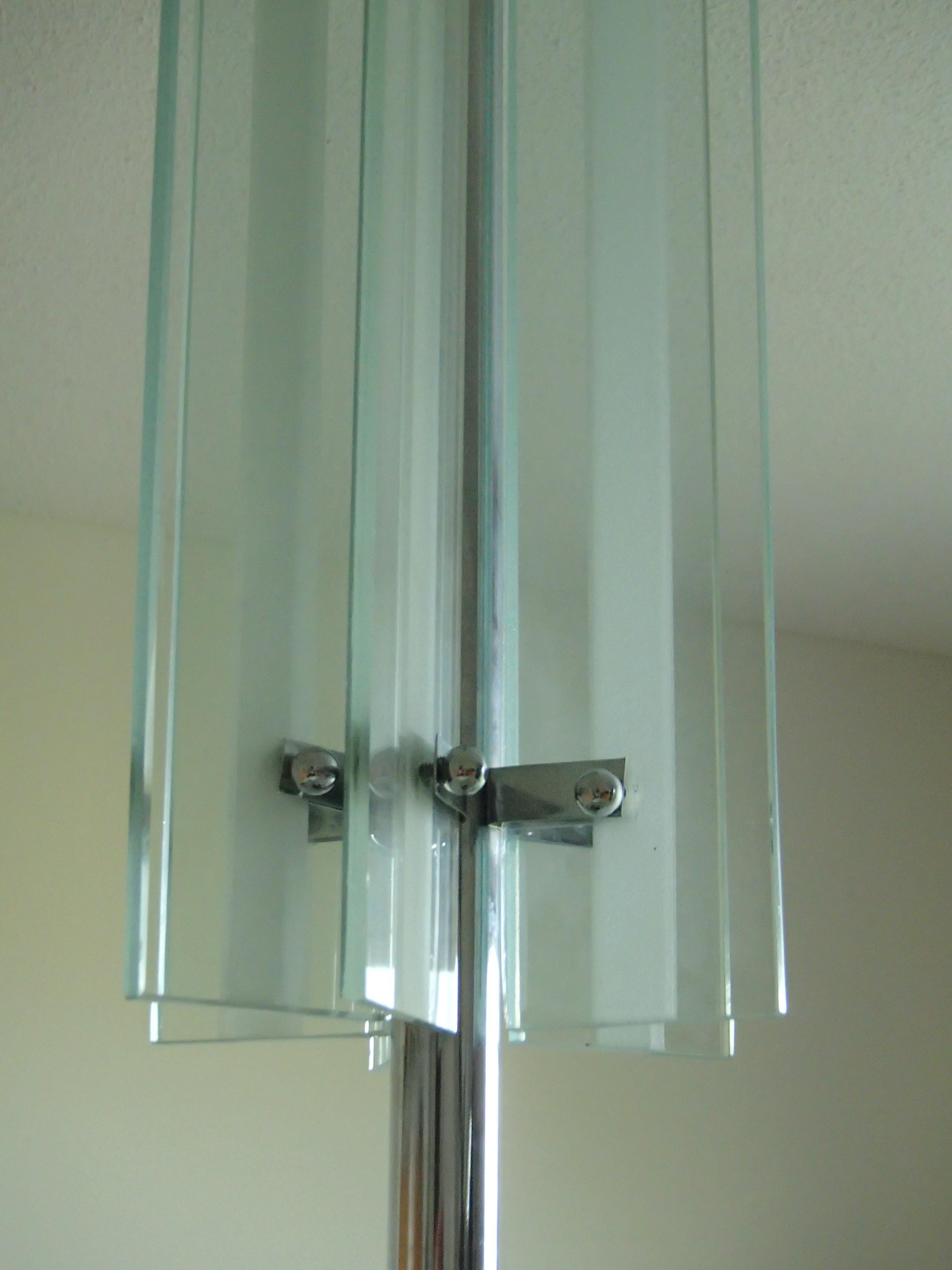 Art Deco Chandelier Chrome and Frosted Glass 1