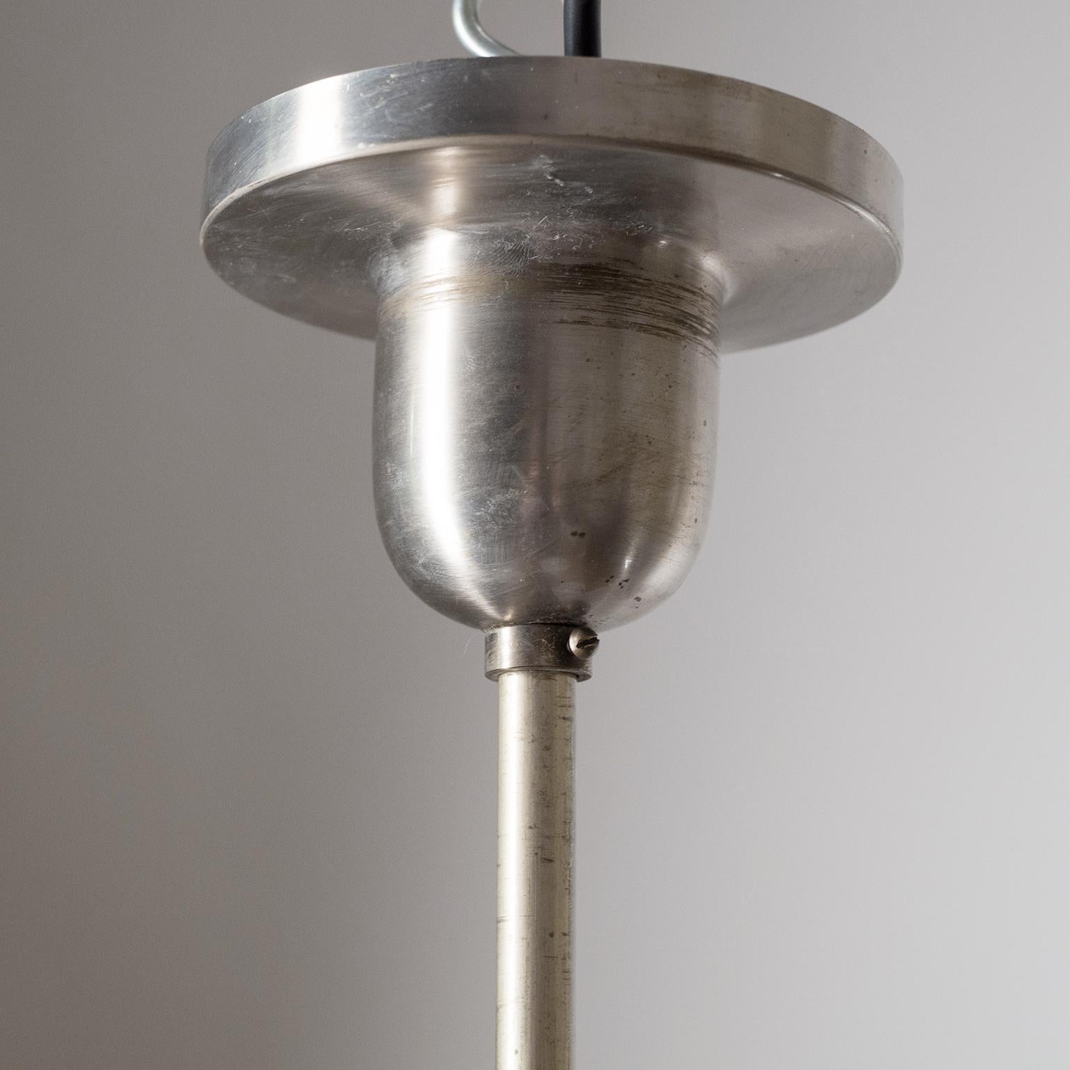 Art Deco Chandelier, circa 1930, Nickel and Glass For Sale 4