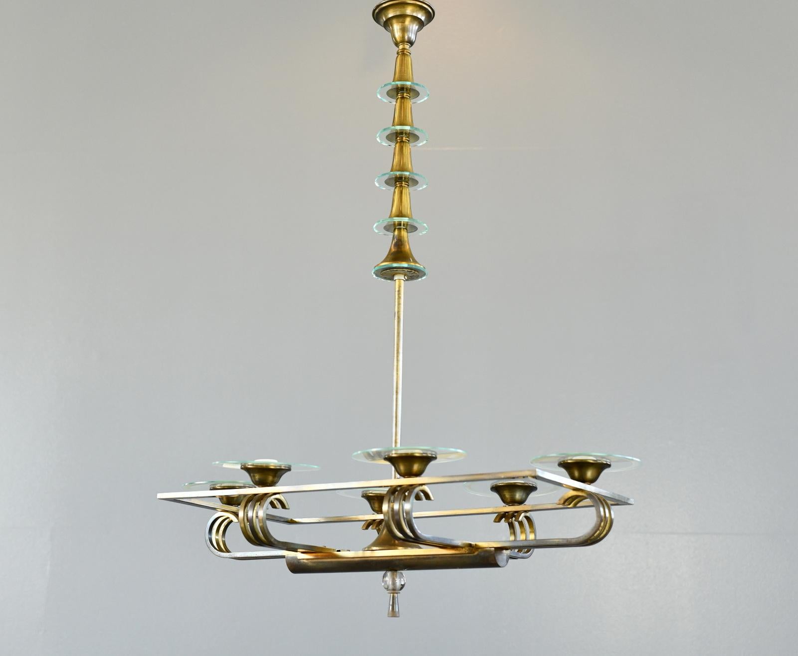 French Art Deco Chandelier Circa 1930s For Sale
