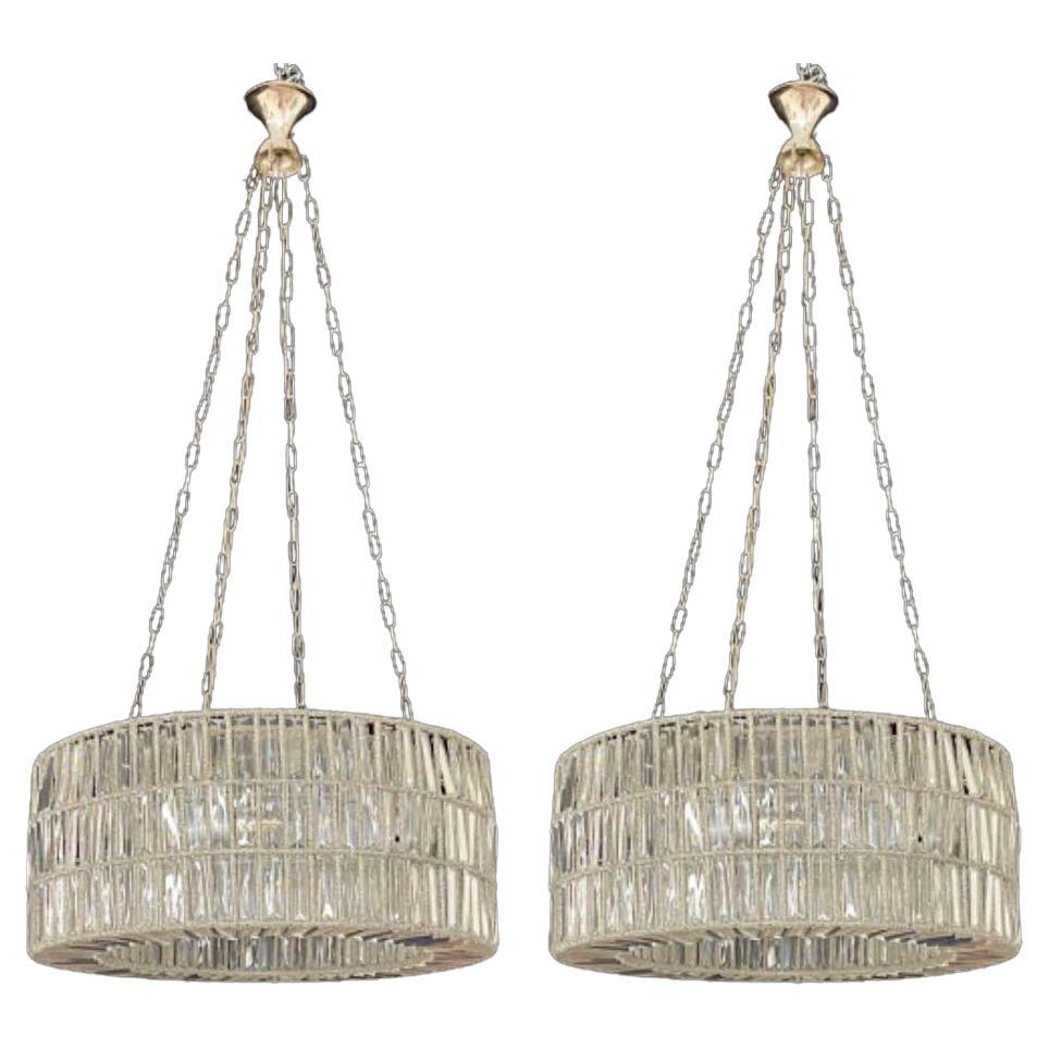 Pair of Art Deco Crystal Chandeliers at 1stDibs - Unique Art Deco Style Chandeliers With Crystal Elements And Mirror