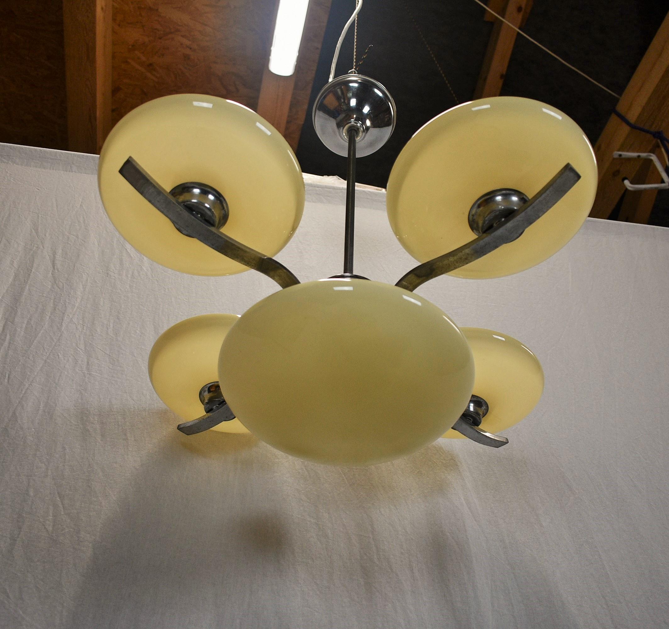 Art Deco Chandelier, Czechoslovakia, 1930s For Sale 5