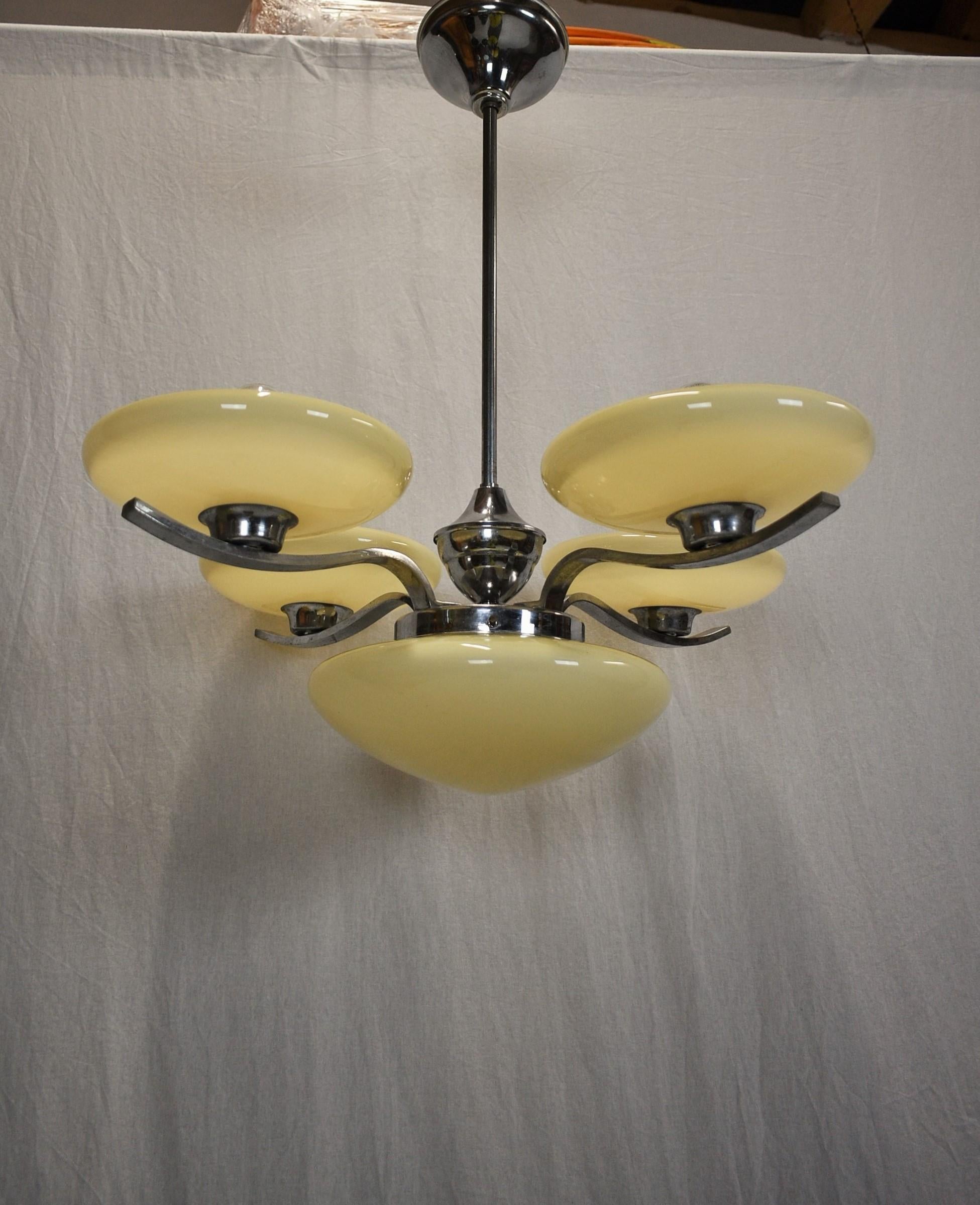 Art Deco Chandelier, Czechoslovakia, 1930s For Sale 6