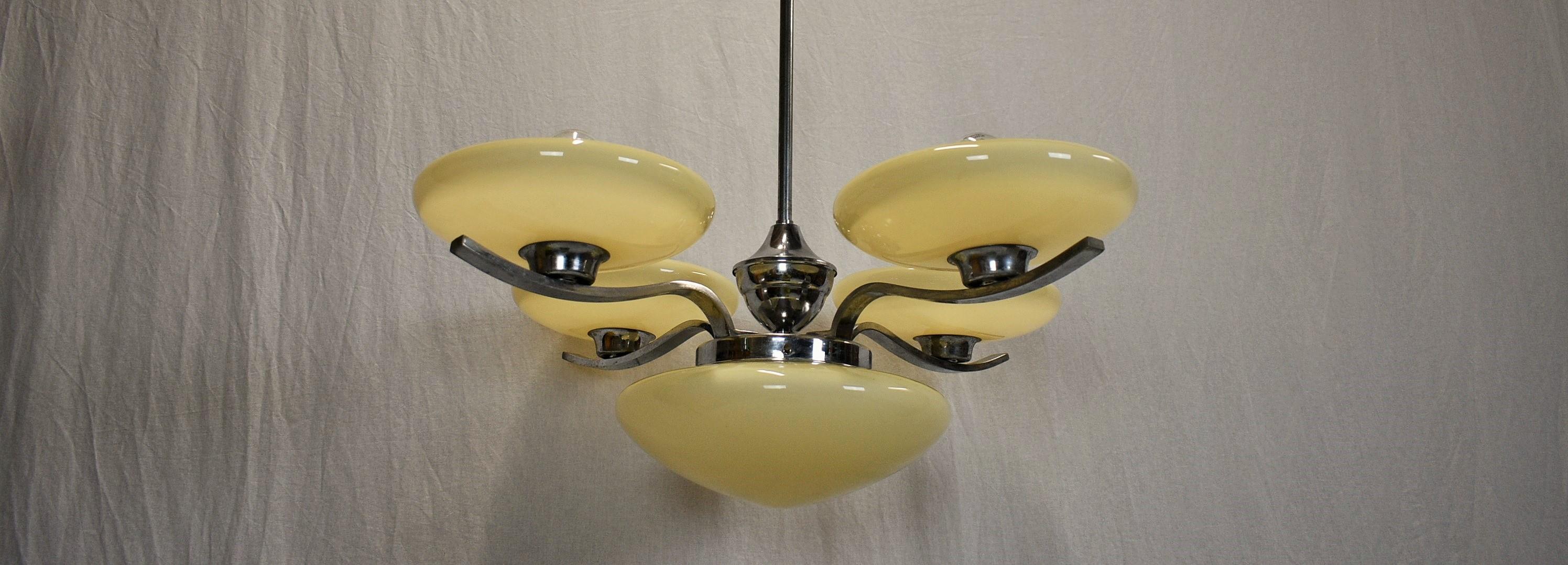 Art Deco Chandelier, Czechoslovakia, 1930s For Sale 7