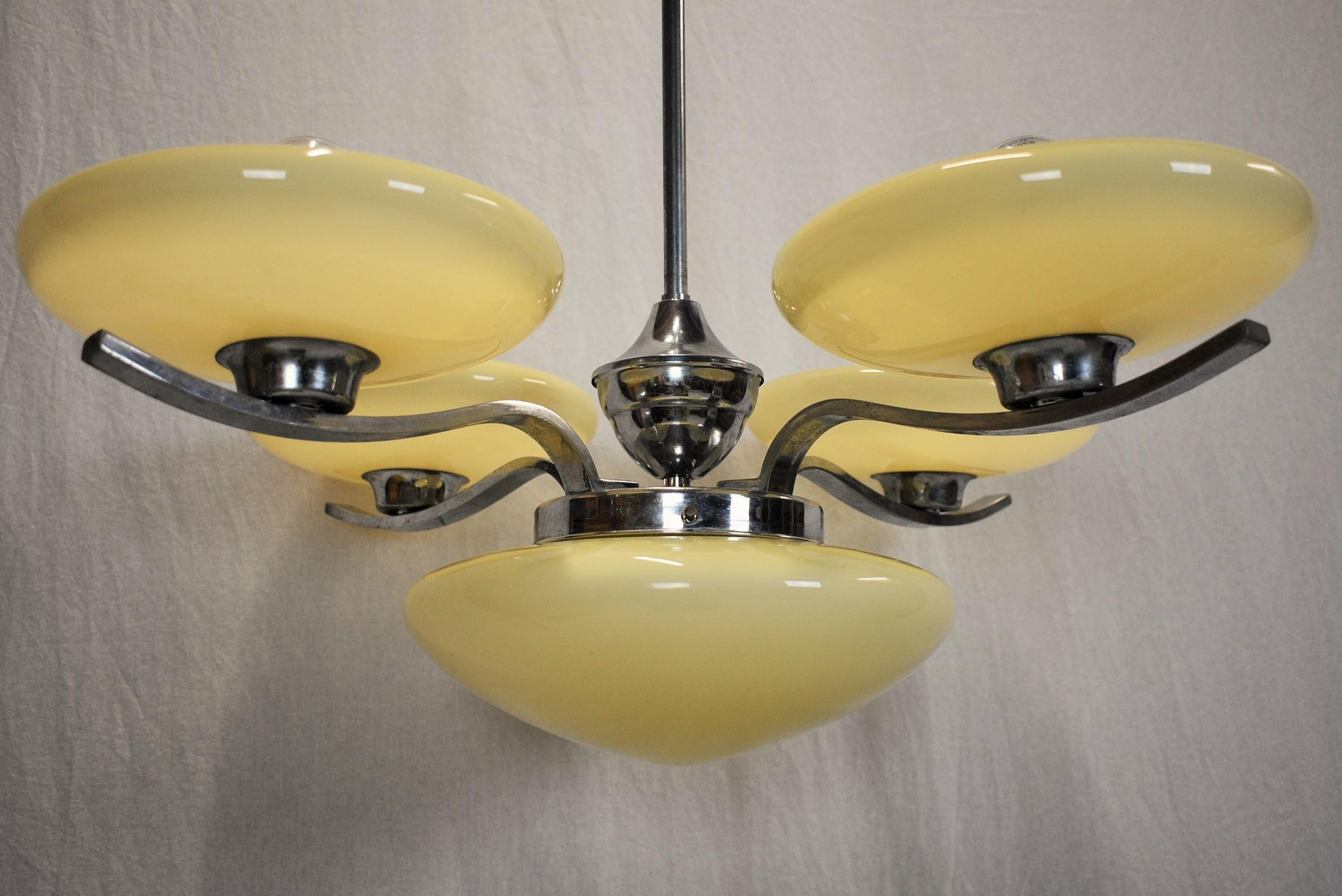 Art Deco Chandelier, Czechoslovakia, 1930s For Sale 8