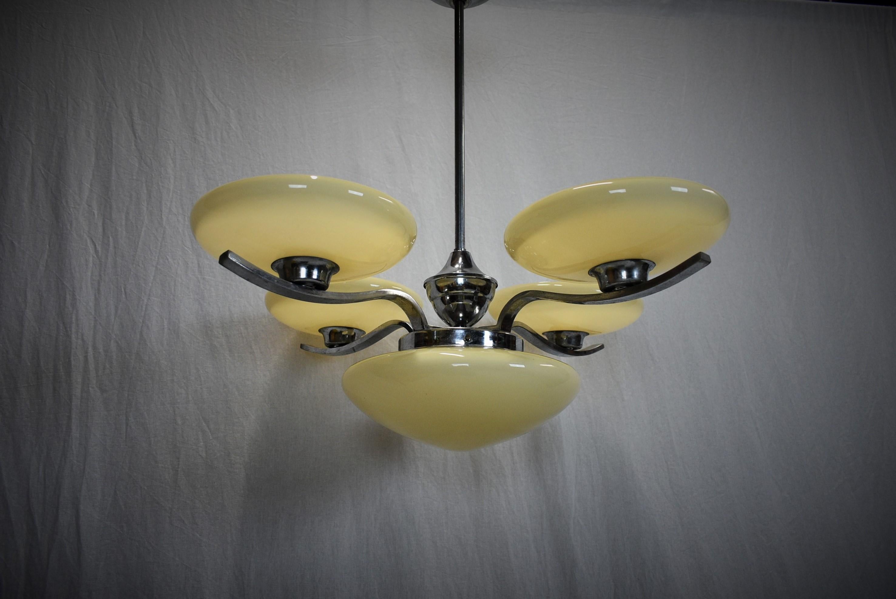 Art Deco Chandelier, Czechoslovakia, 1930s For Sale 4