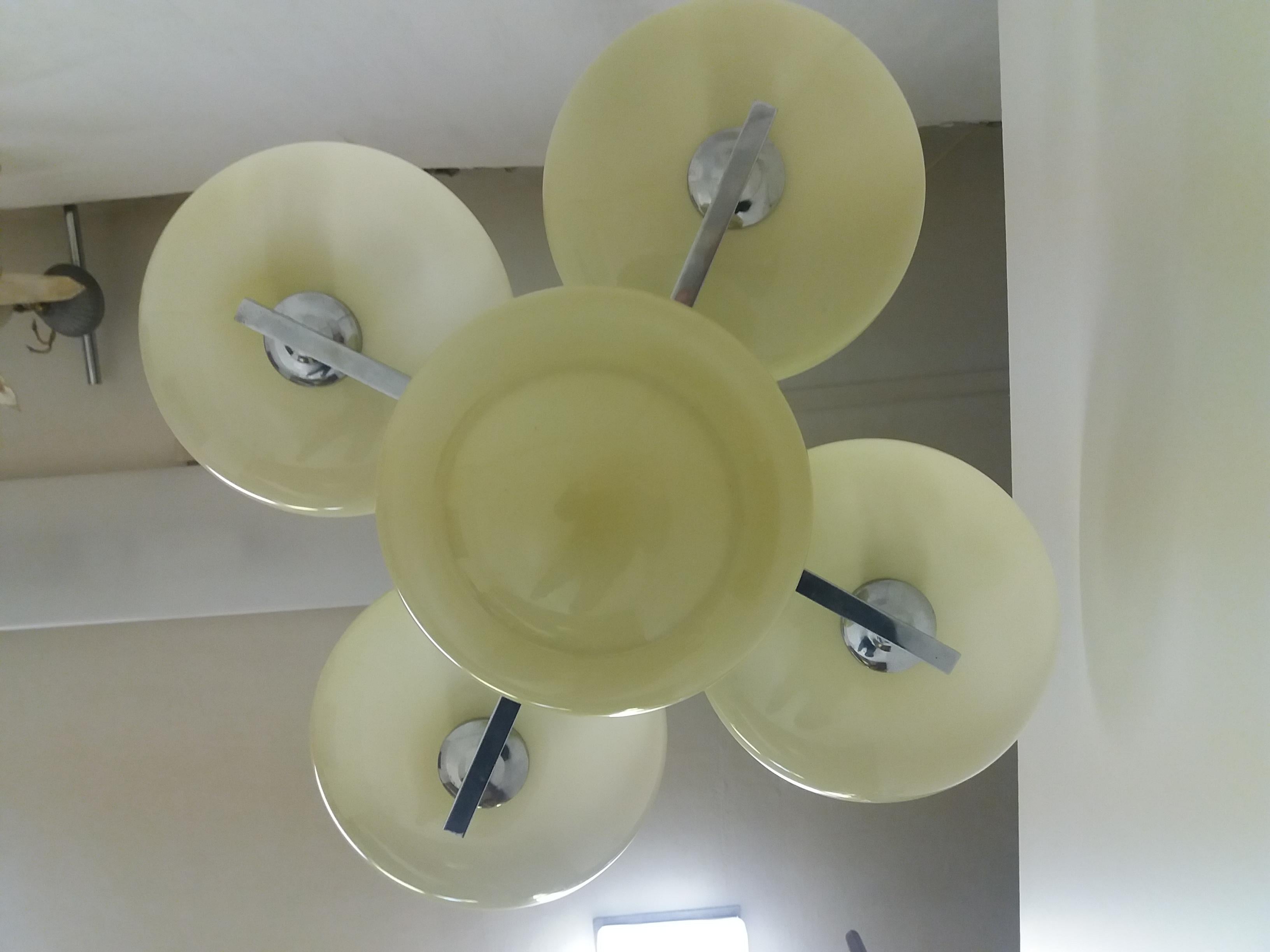 Metallo Lampadario Art Deco, Cecoslovacchia in vendita