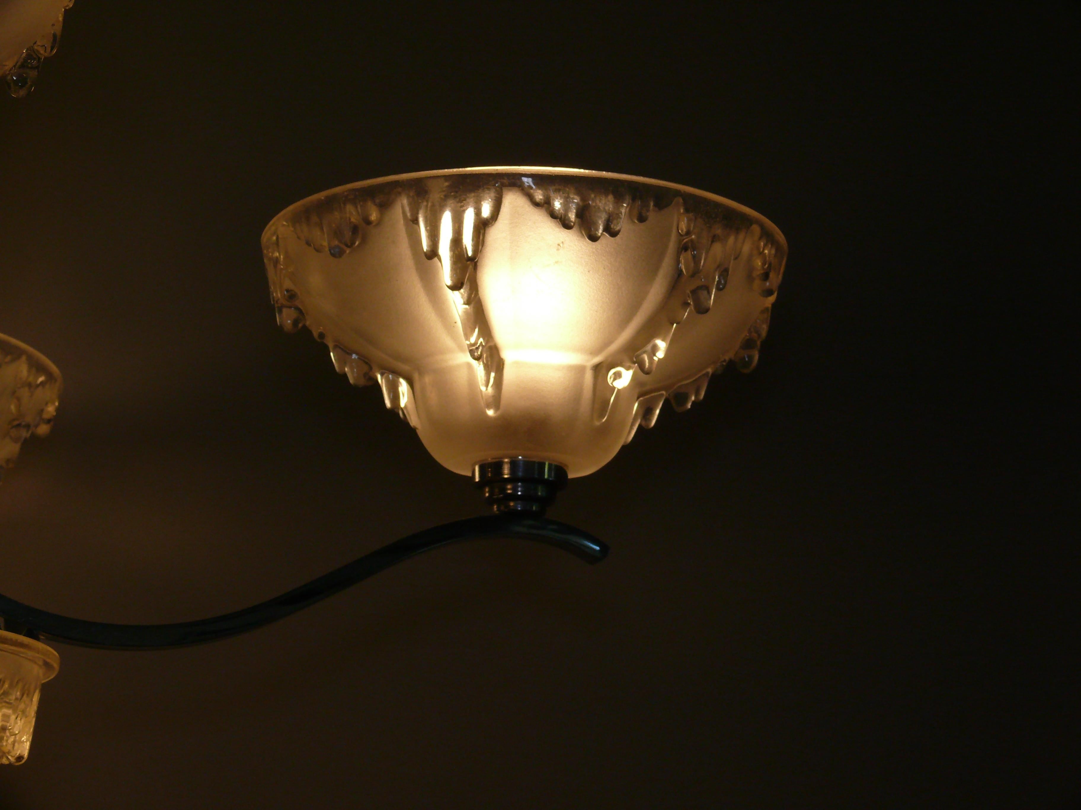 Noyer Lustre Art Déco, Ezan France - Chrome, Wood Wood - 1930