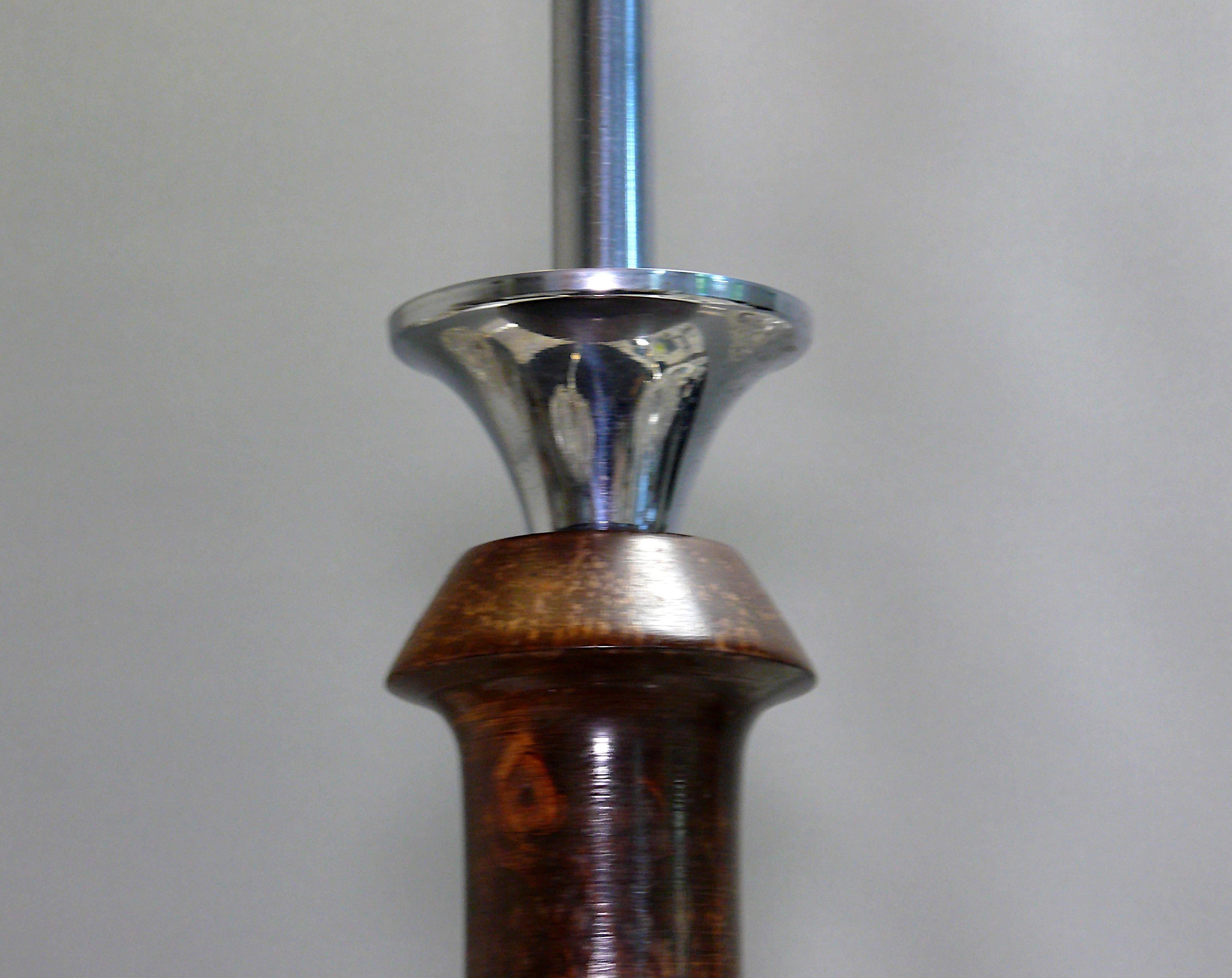 Lustre Art Déco, Ezan France - Chrome, Wood Wood - 1930 1