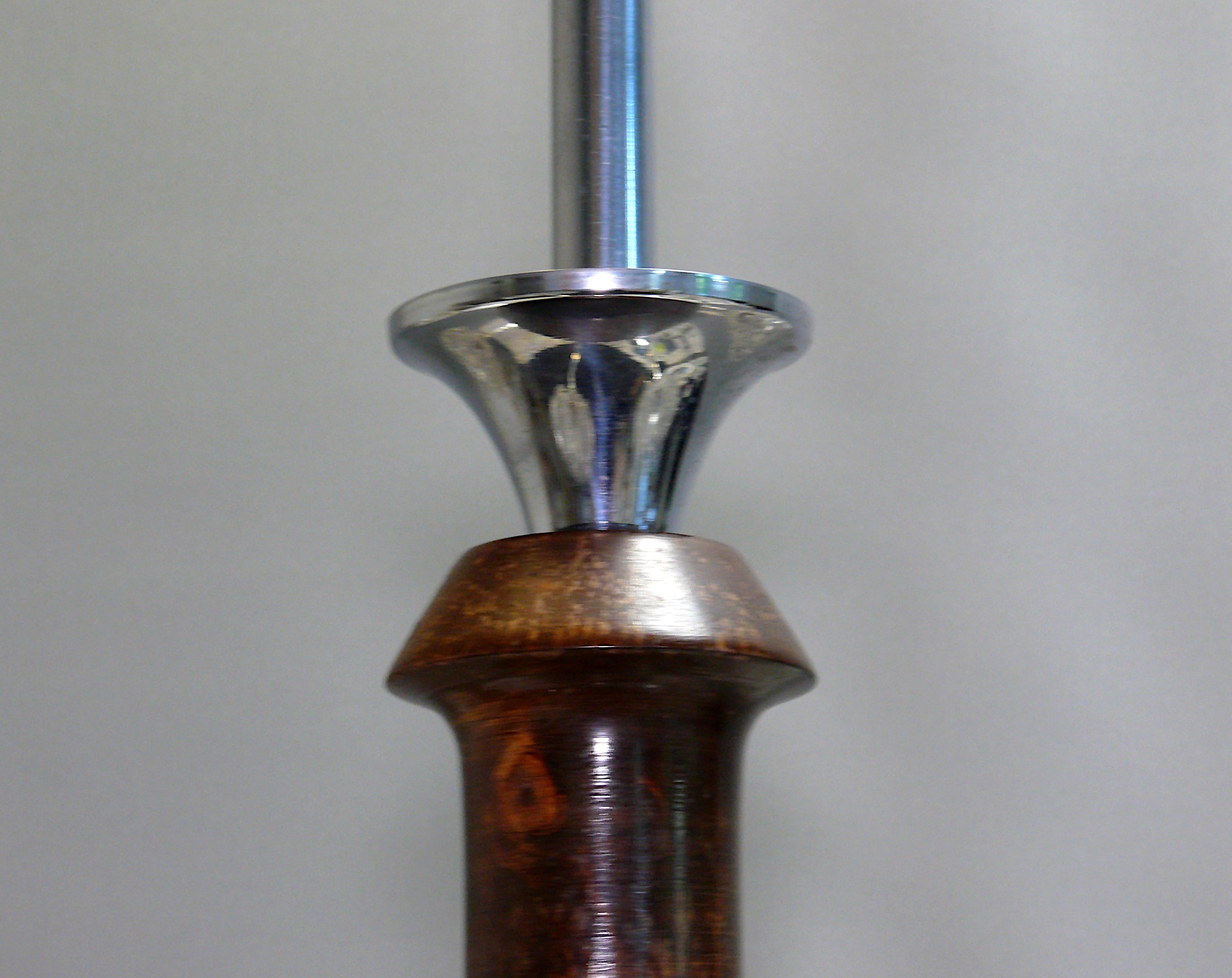 Art Déco Chandelier, EZAN France - Chrome, Wood - 1930 1