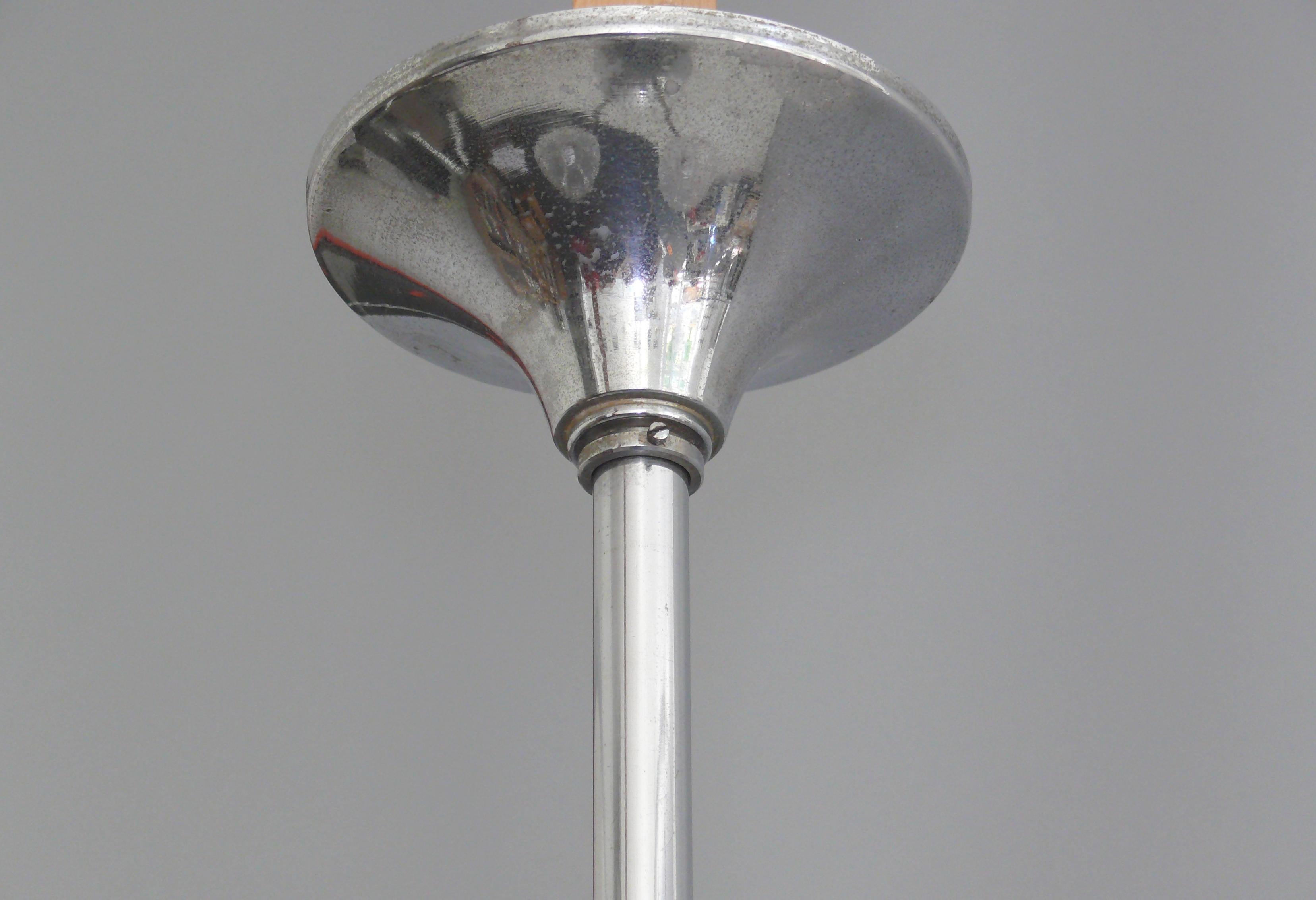 Art Déco Chandelier, EZAN France - Chrome, Wood - 1930 For Sale 7