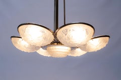 Art Deco Chandelier, Silver-Plated Bronze, France, Circa 1920