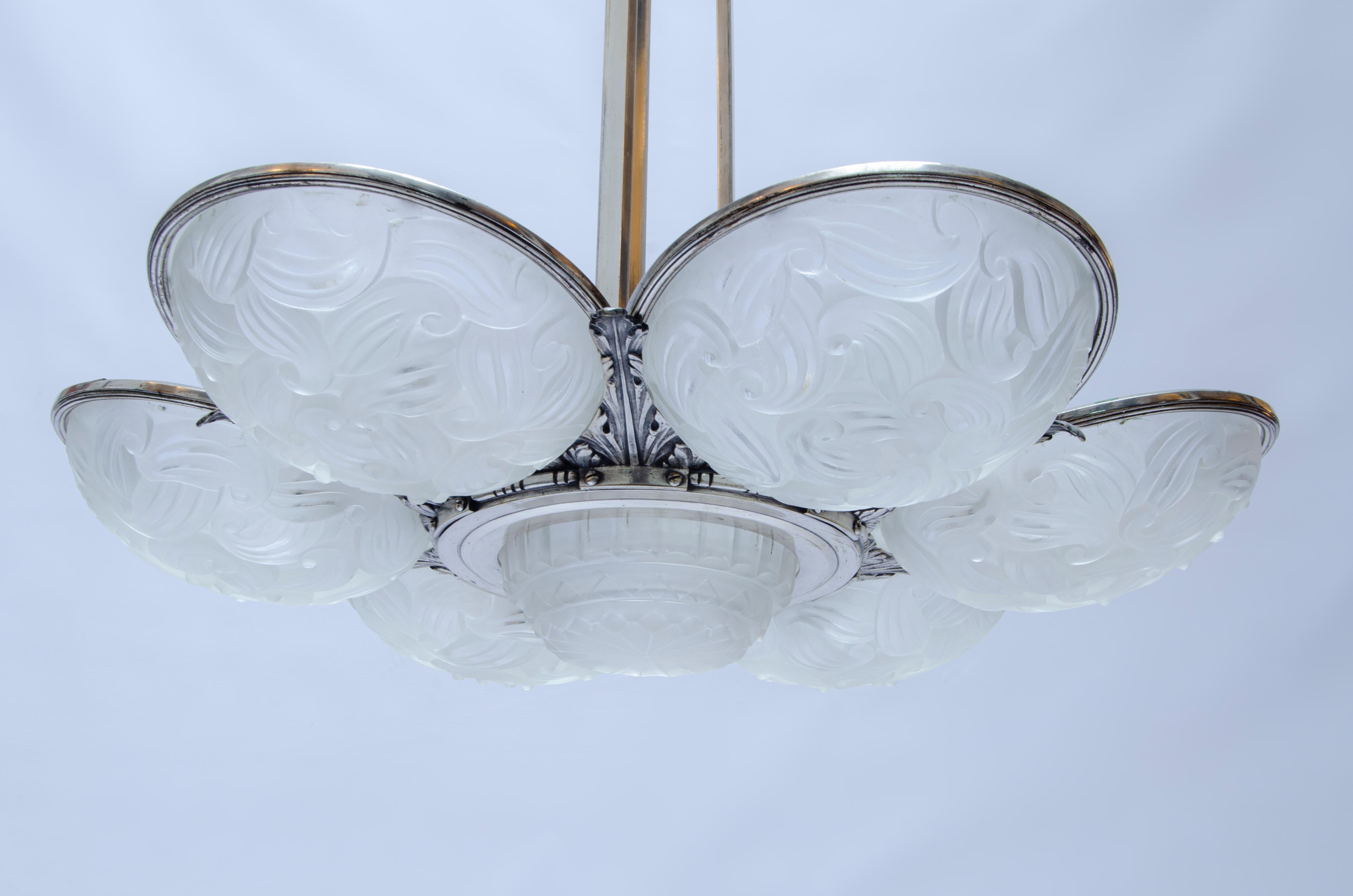 French Art Deco Chandelier For Sale